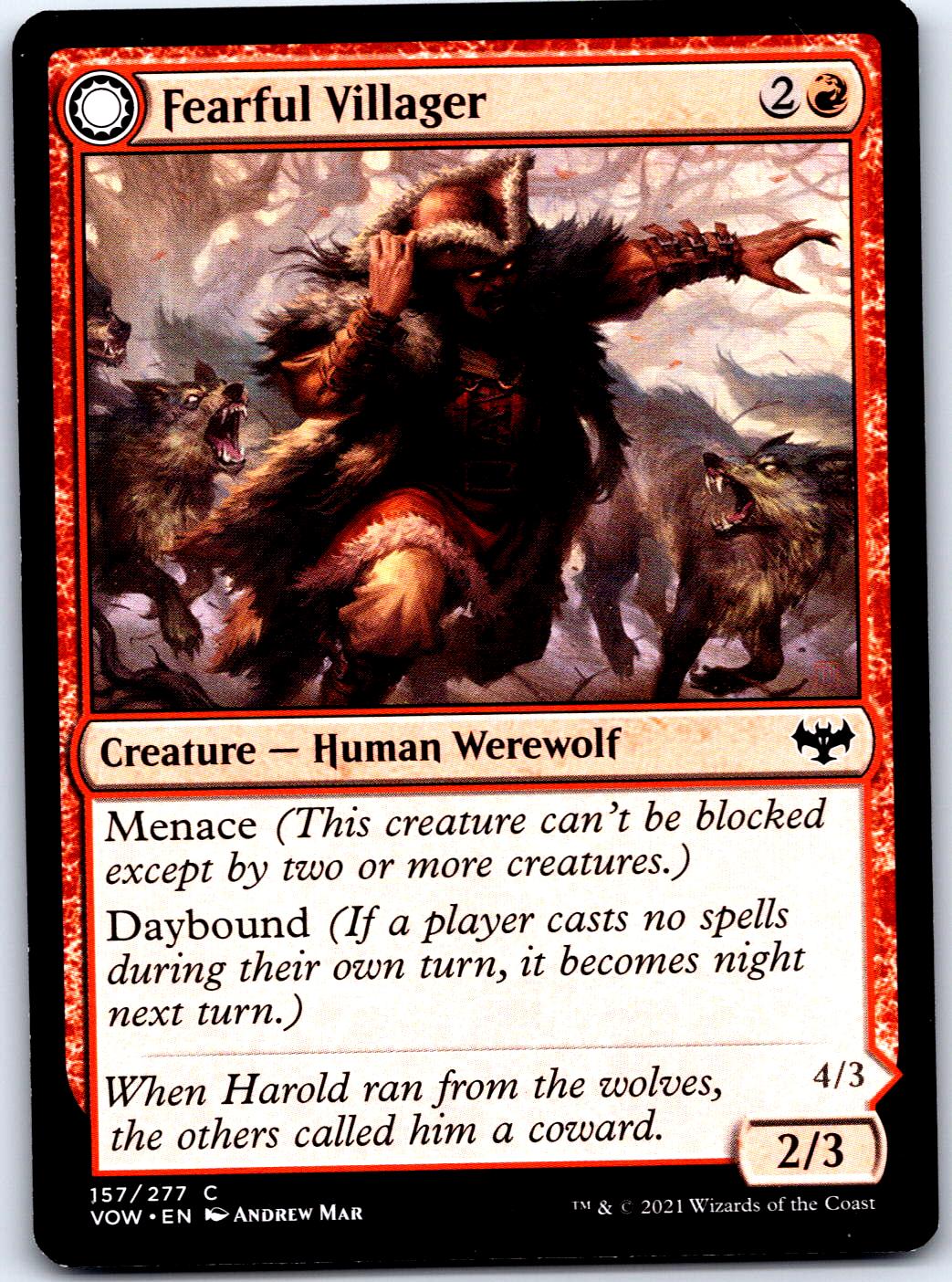 FEARFUL VILLAGER // FEARSOME WEREWOLF 157 C MAGIC: THE GATHERING MP