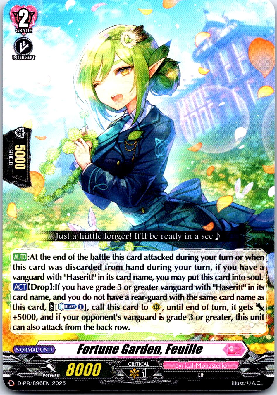 FORTUNE GARDEN, FEUILLE D-PR/896EN P CARDFIGHT!! VANGUARD MP
