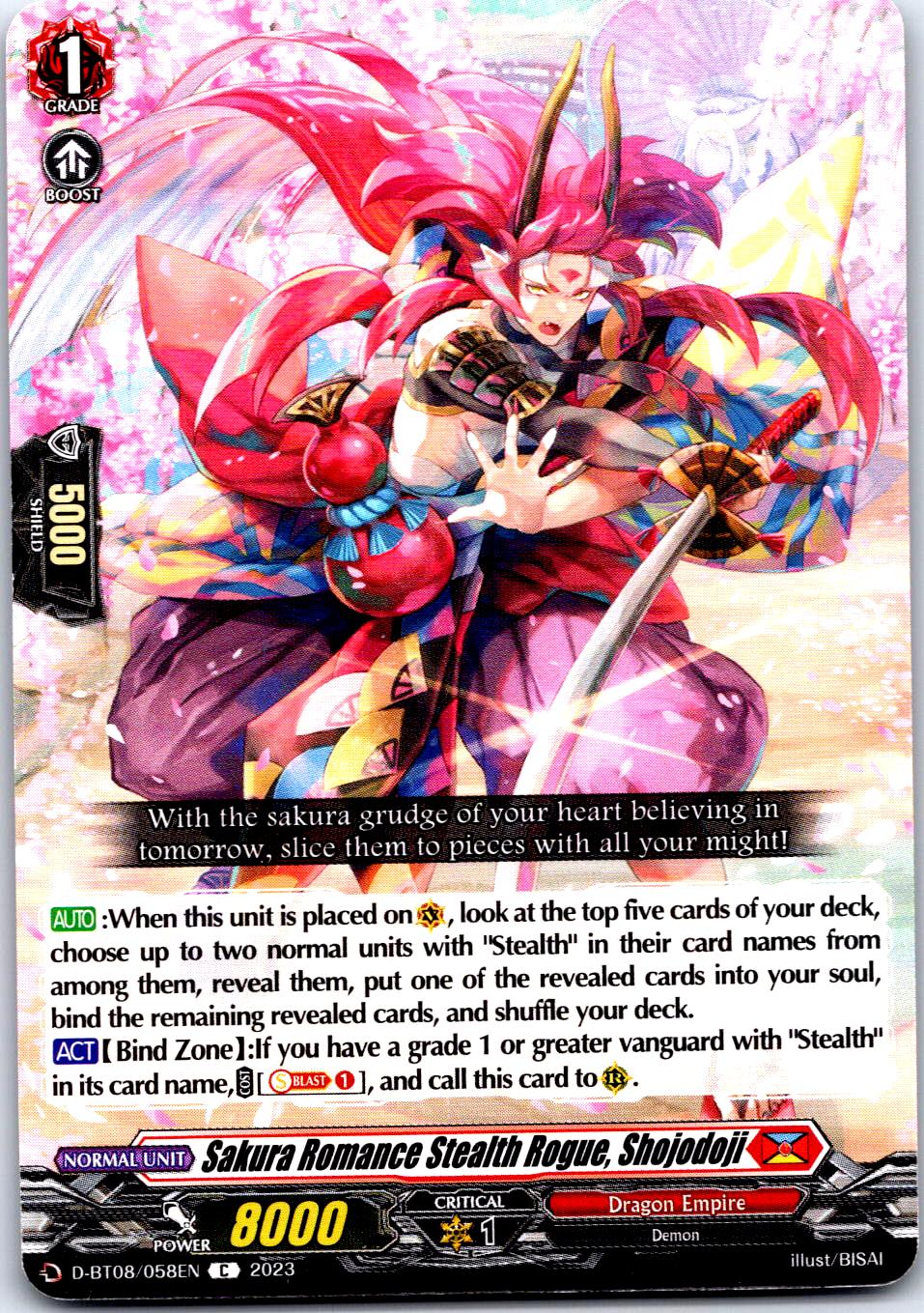 SAKURA ROMANCE STEALTH ROGUE, SHOJODOJI D-BT08/058EN C CARDFIGHT!! VANGUARD MP