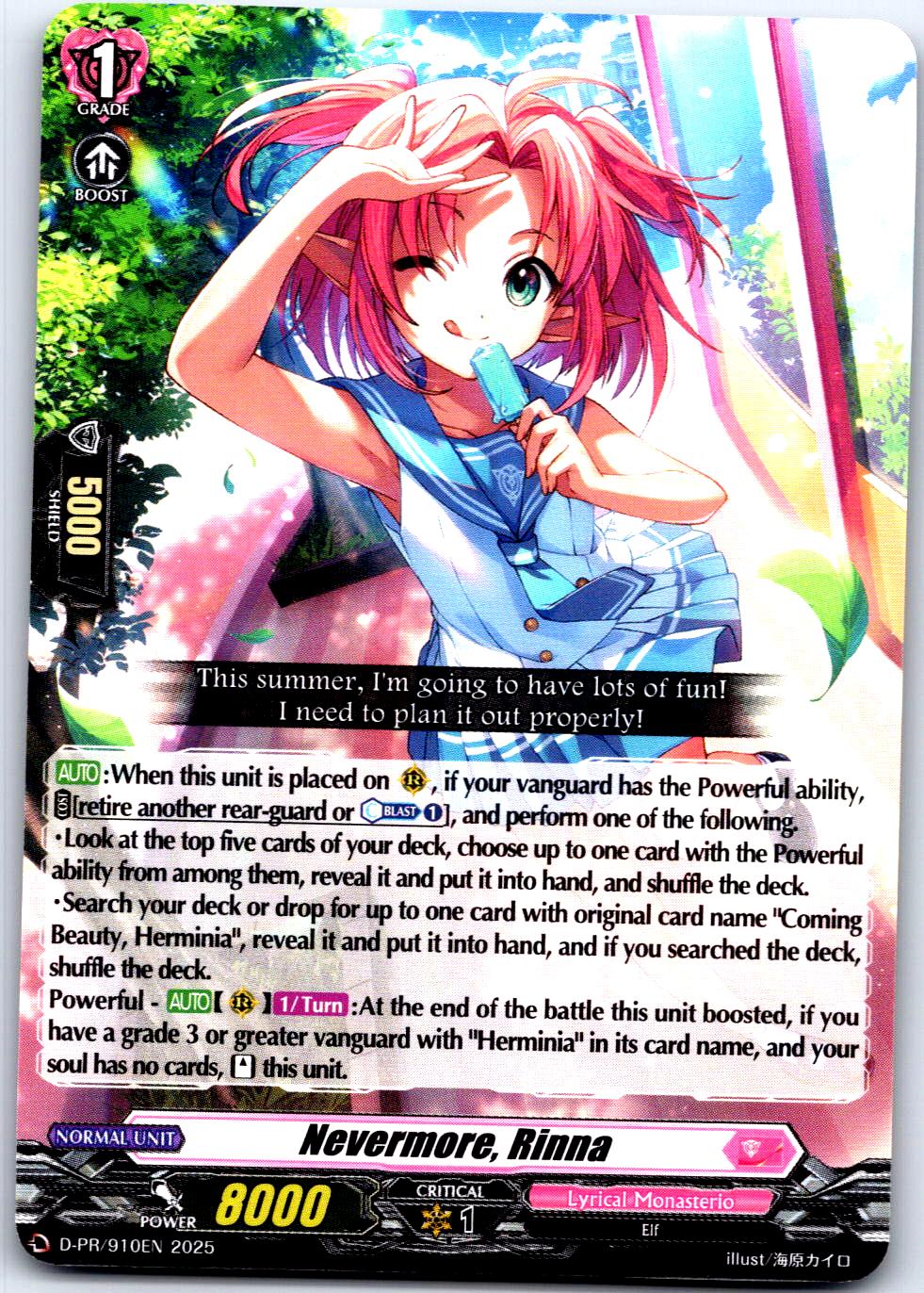 NEVERMORE, RINNA D-PR/910EN P CARDFIGHT!! VANGUARD MP
