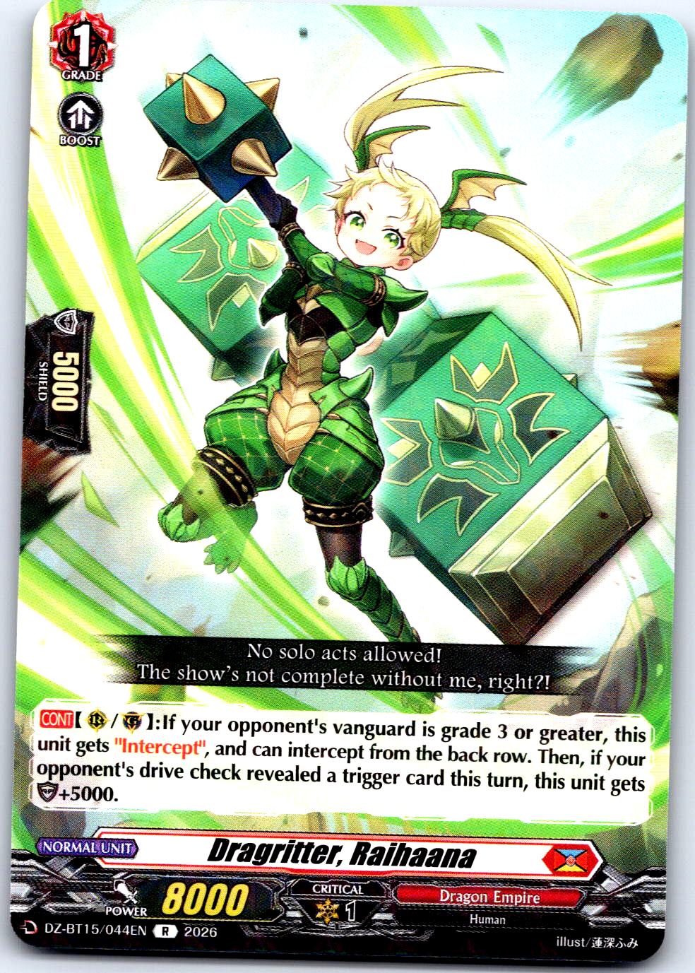 DRAGRITTER, RAIHAANA DZ-BT15/044EN R CARDFIGHT!! VANGUARD LP