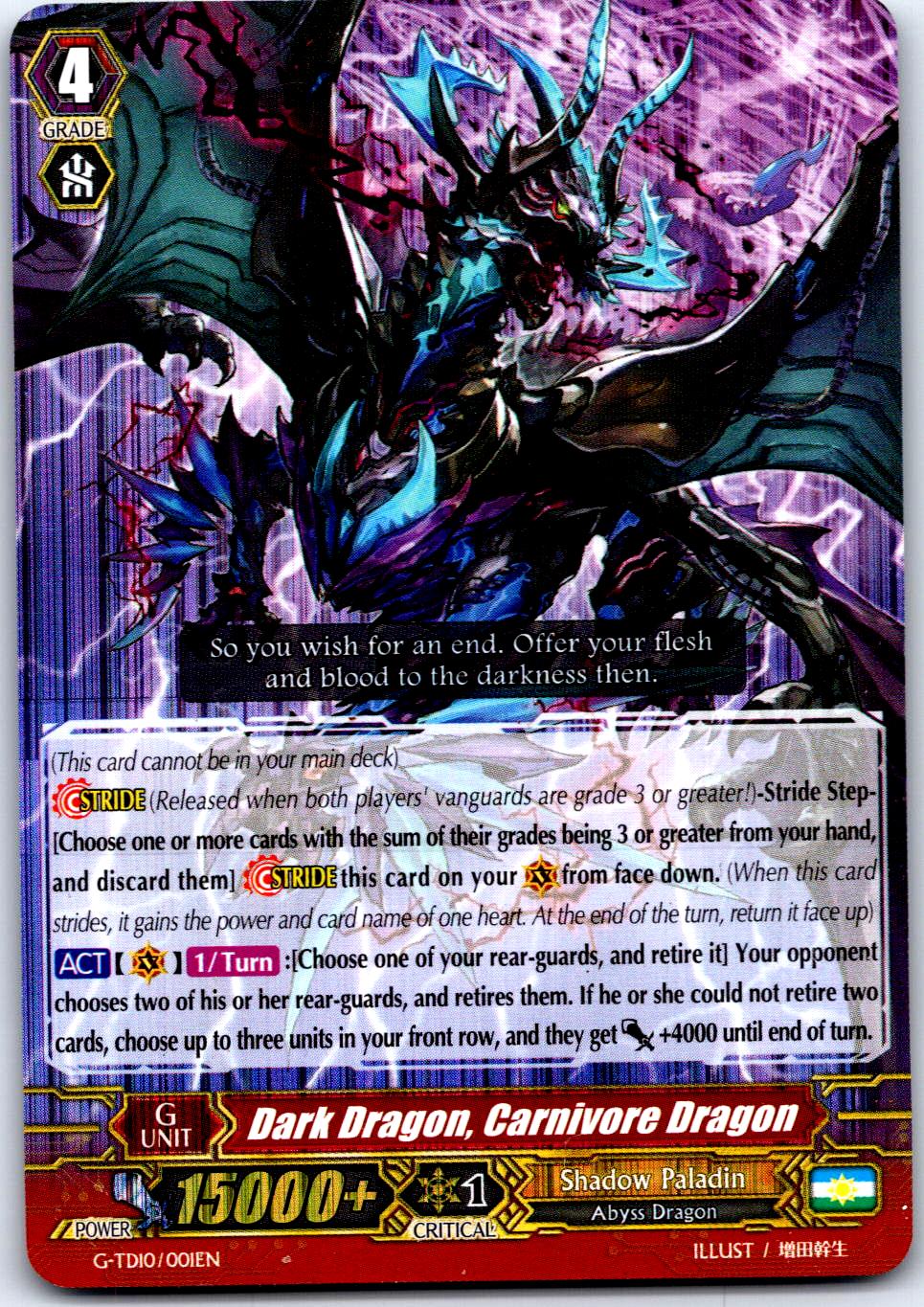 DARK DRAGON, CARNIVORE DRAGON (RRR FOIL) G-TD10/001EN CARDFIGHT!! VANGUARD MP
