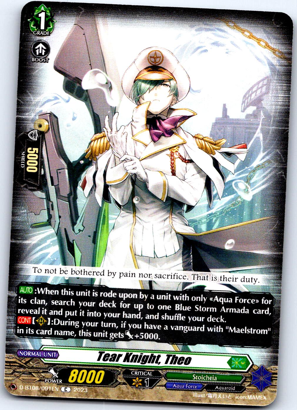 TEAR KNIGHT, THEO D-BT08/091EN C CARDFIGHT!! VANGUARD LP