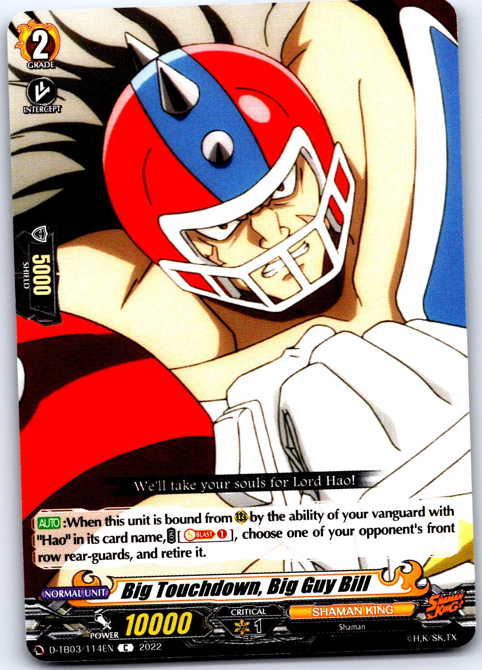 BIG TOUCHDOWN, BIG GUY BILL D-TB03/114EN C CARDFIGHT!! VANGUARD MP
