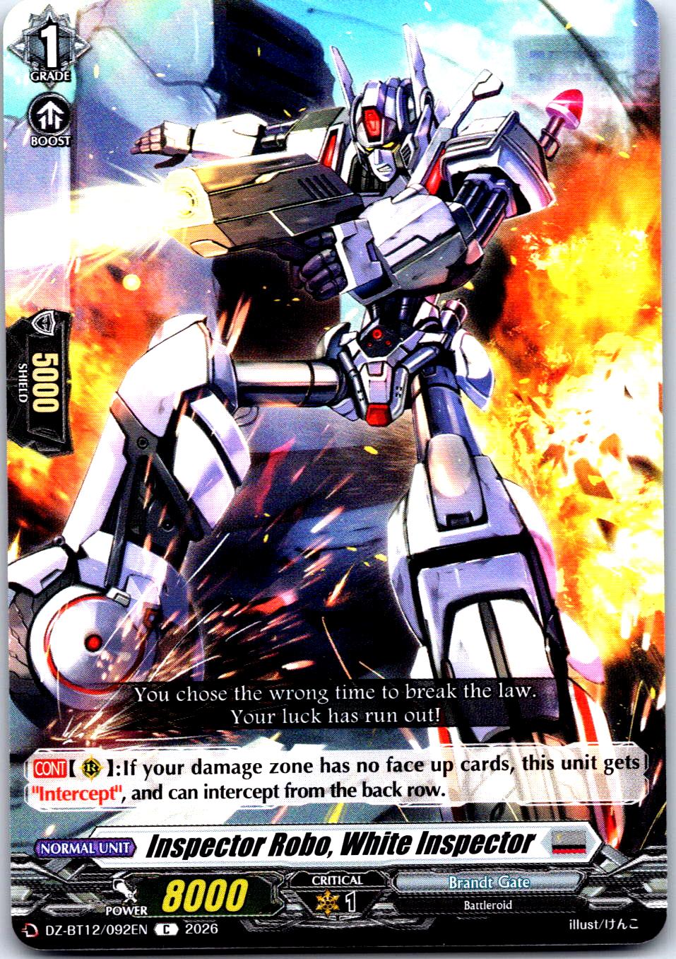INSPECTOR ROBO, WHITE INSPECTOR DZ-BT12/092EN C CARDFIGHT!! VANGUARD MP