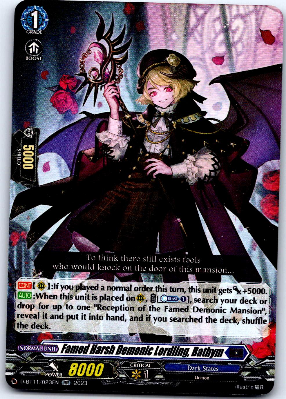 FAMED HARSH DEMONIC LORDLING, BATHYM D-BT11/023EN RR CARDFIGHT!! VANGUARD MP
