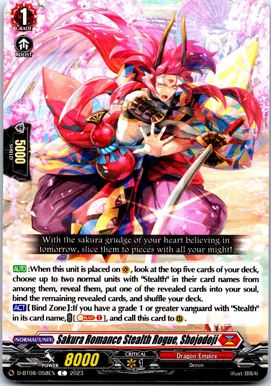 SAKURA ROMANCE STEALTH ROGUE, SHOJODOJI D-BT08/058EN C CARDFIGHT!! VANGUARD MP