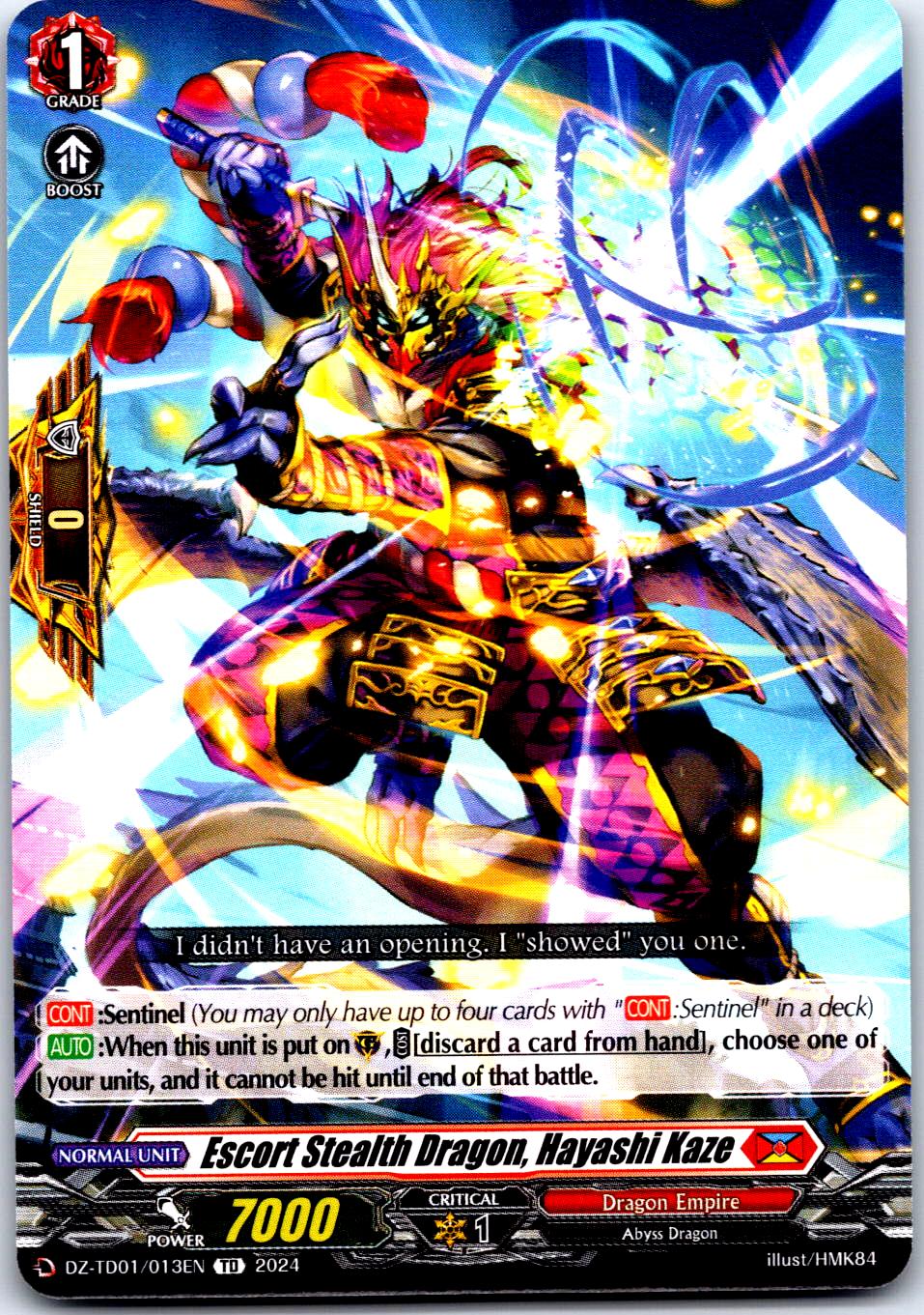 ESCORT STEALTH DRAGON, HAYASHI KAZE DZ-TD01/013EN CARDFIGHT!! VANGUARD MP