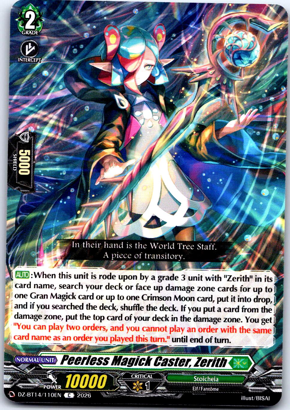 PEERLESS MAGICK CASTER, ZERITH DZ-BT14/110EN C CARDFIGHT!! VANGUARD MP