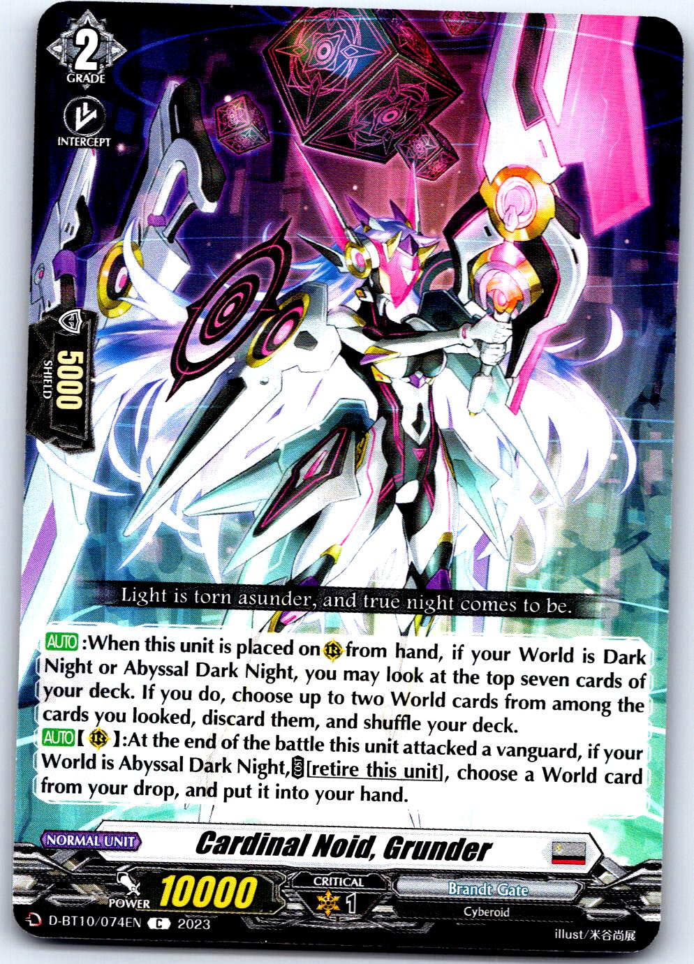 CARDINAL NOID, GRUNDER D-BT10/074EN C CARDFIGHT!! VANGUARD MP