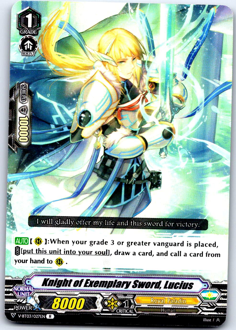 KNIGHT OF EXEMPLARY SWORD, LUCIUS V-BT03/027EN R CARDFIGHT!! VANGUARD MP