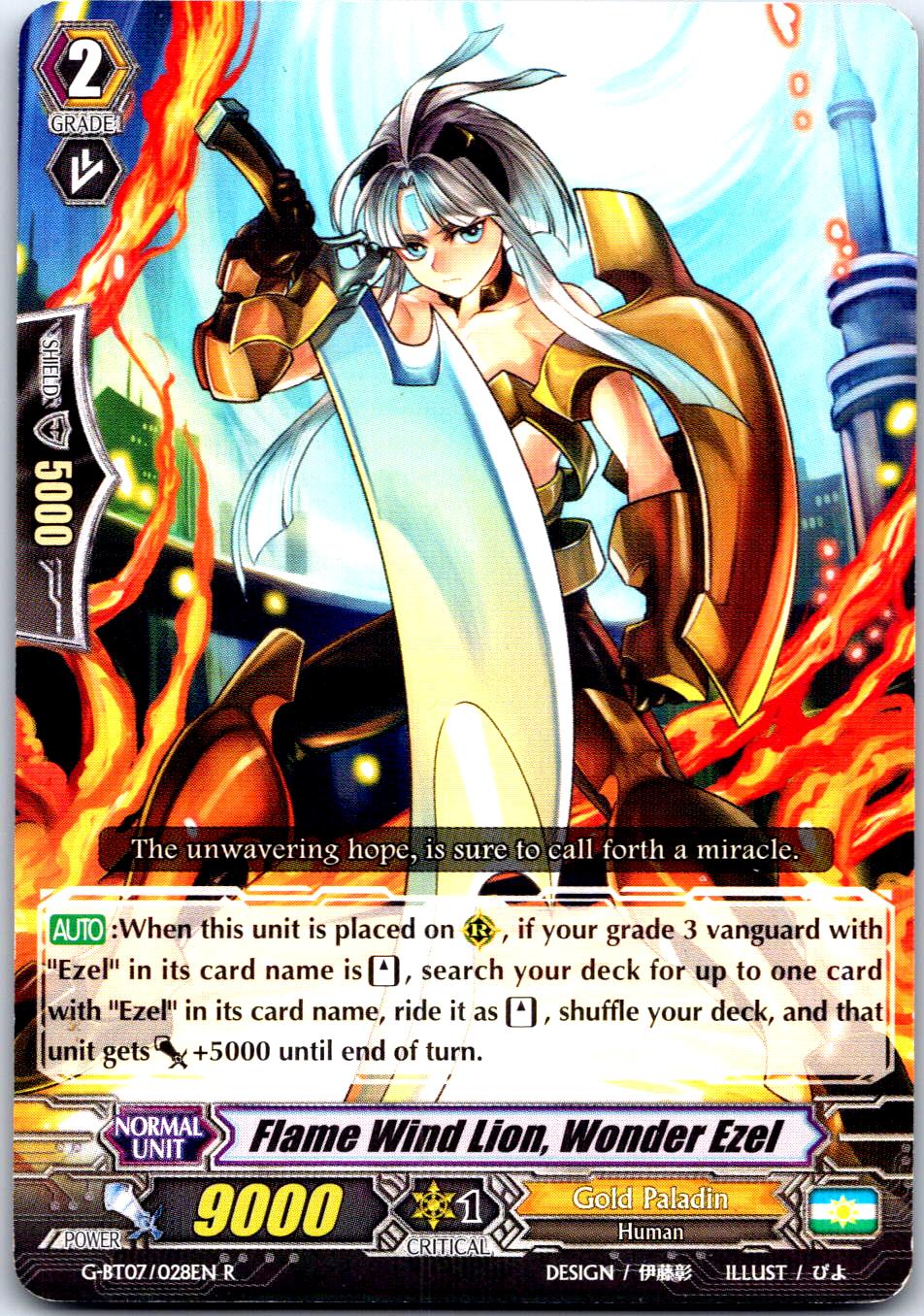 FLAME WIND LION, WONDER EZEL G-BT07/028EN R CARDFIGHT!! VANGUARD MP