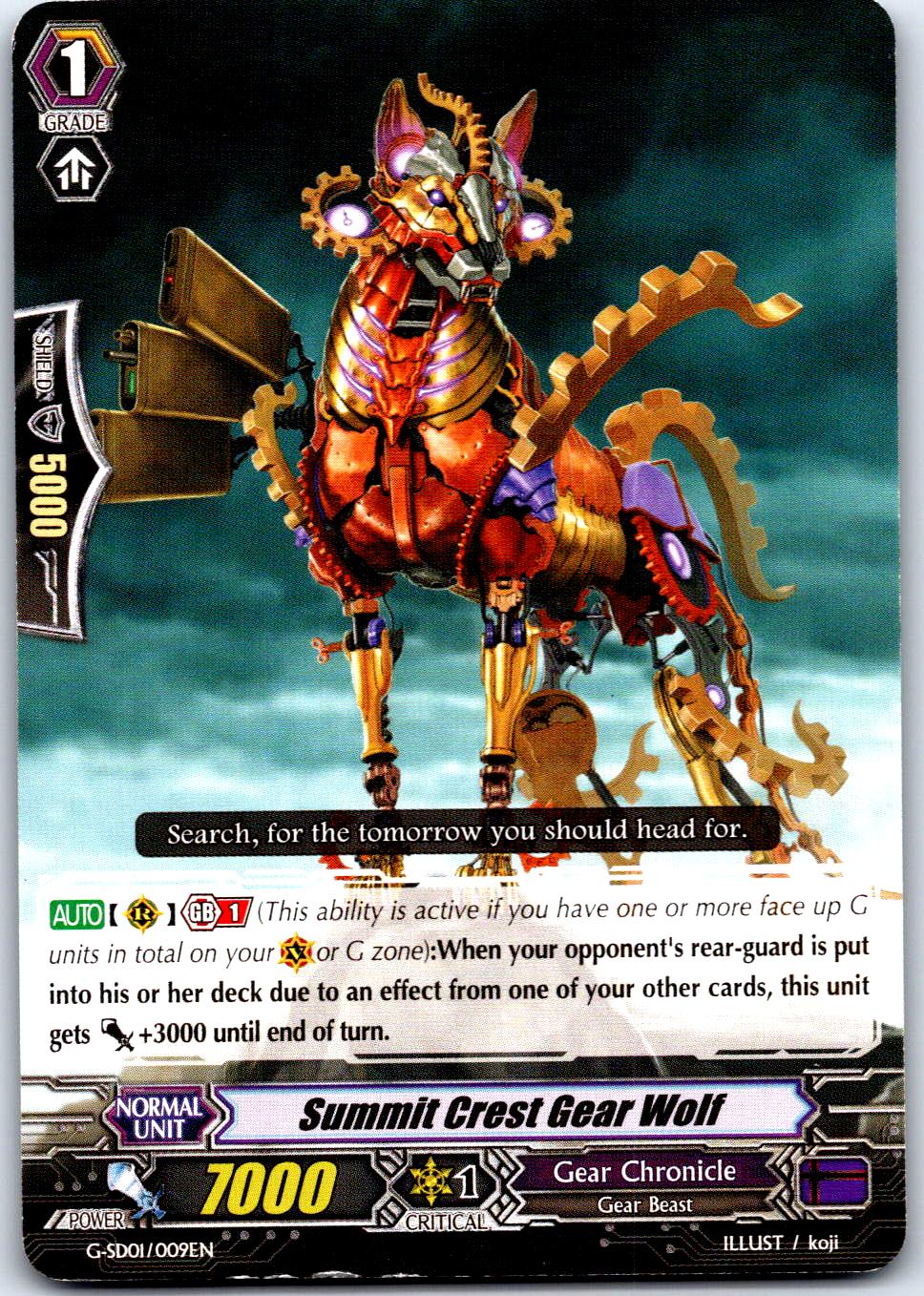 SUMMIT CREST GEAR WOLF G-SD01/009EN TRIAL DECK CARDFIGHT!! VANGUARD MP