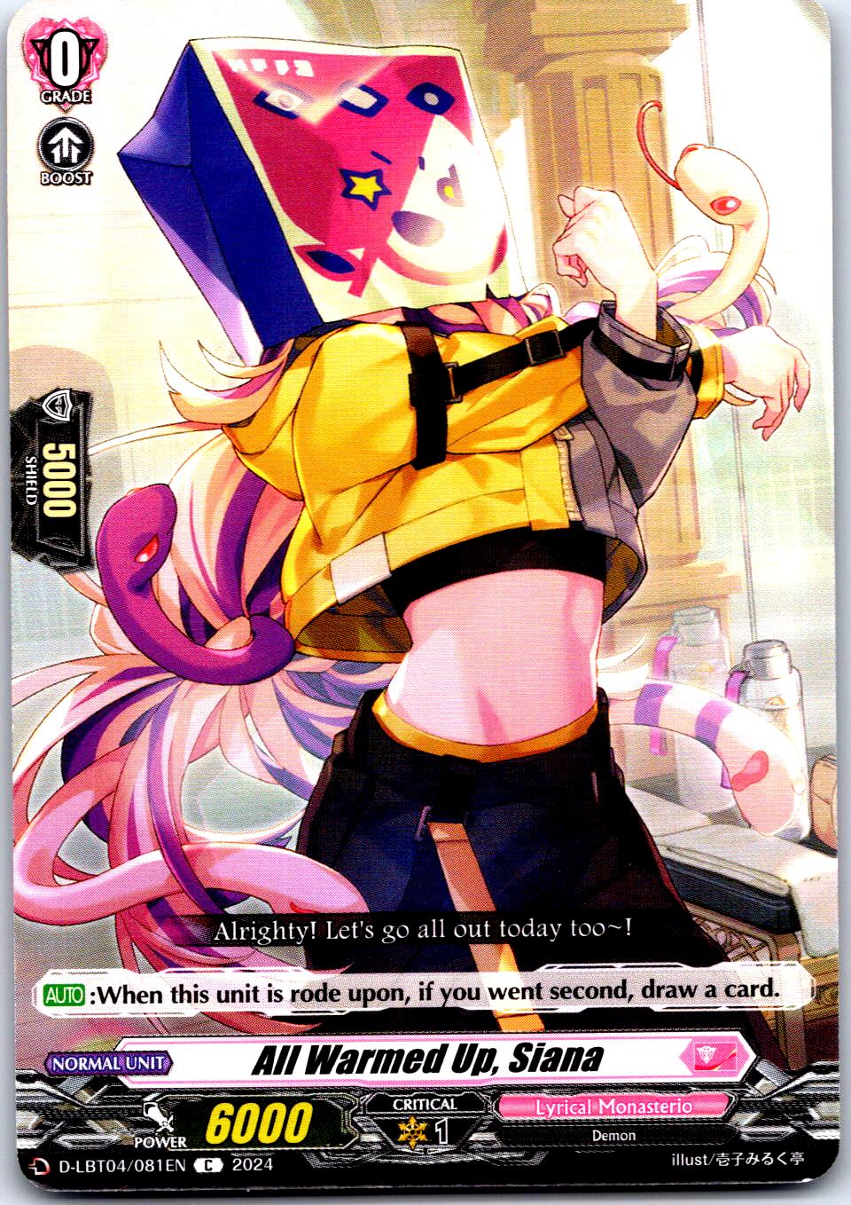 ALL WARMED UP, SIANA D-LBT04/081EN C CARDFIGHT!! VANGUARD MP
