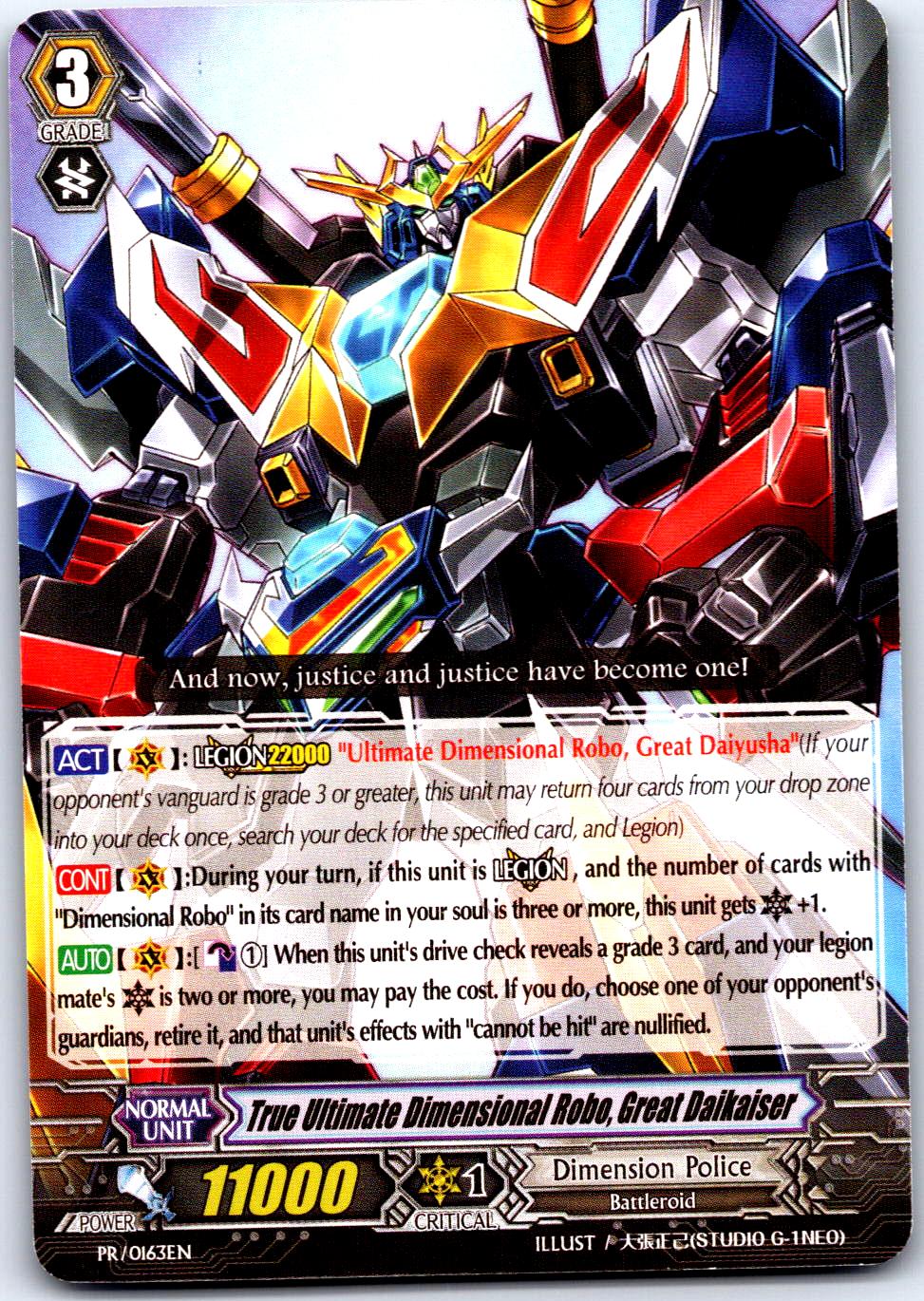 TRUE ULTIMATE DIMENSIONAL ROBO, GREAT DAIKAISER PR/0163EN CARDFIGHT! VANGUARD MP