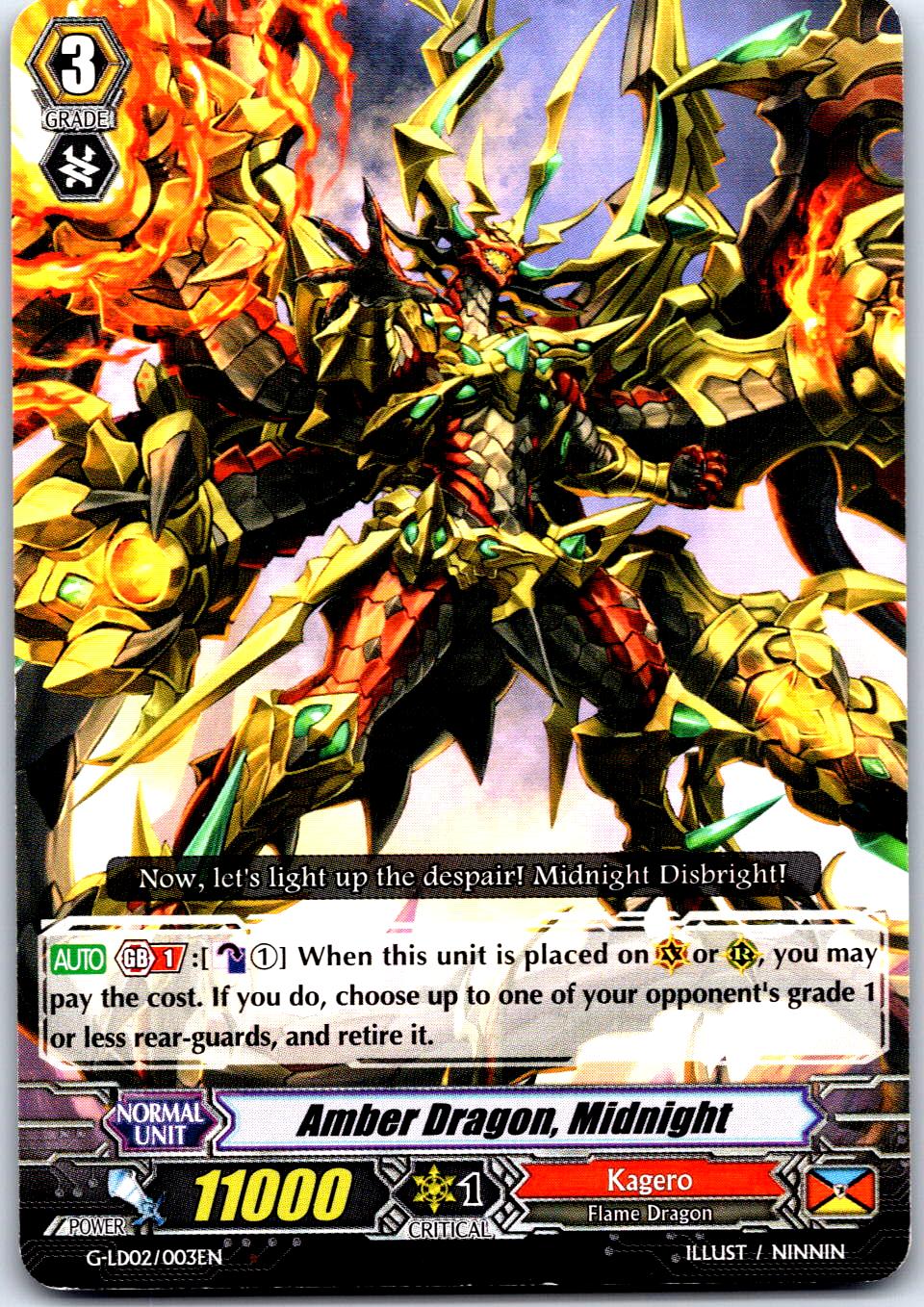 AMBER DRAGON, MIDNIGHT G-LD02/003EN C CARDFIGHT!! VANGUARD MP