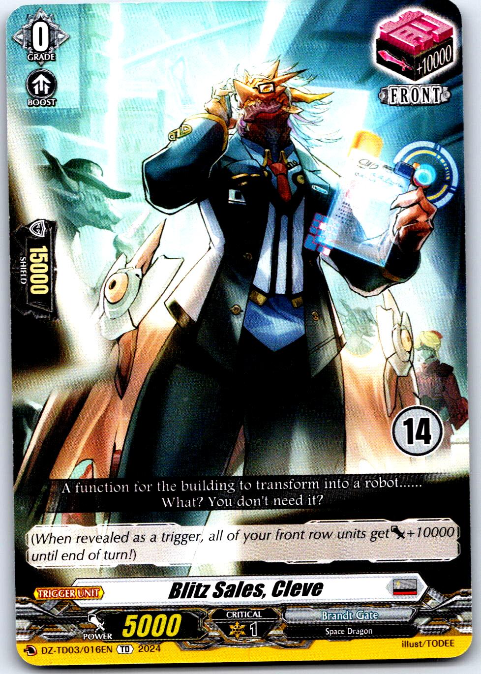 BLITZ SALES, CLEVE (14) DZ-TD03/016EN TRIAL DECK CARDFIGHT!! VANGUARD LP