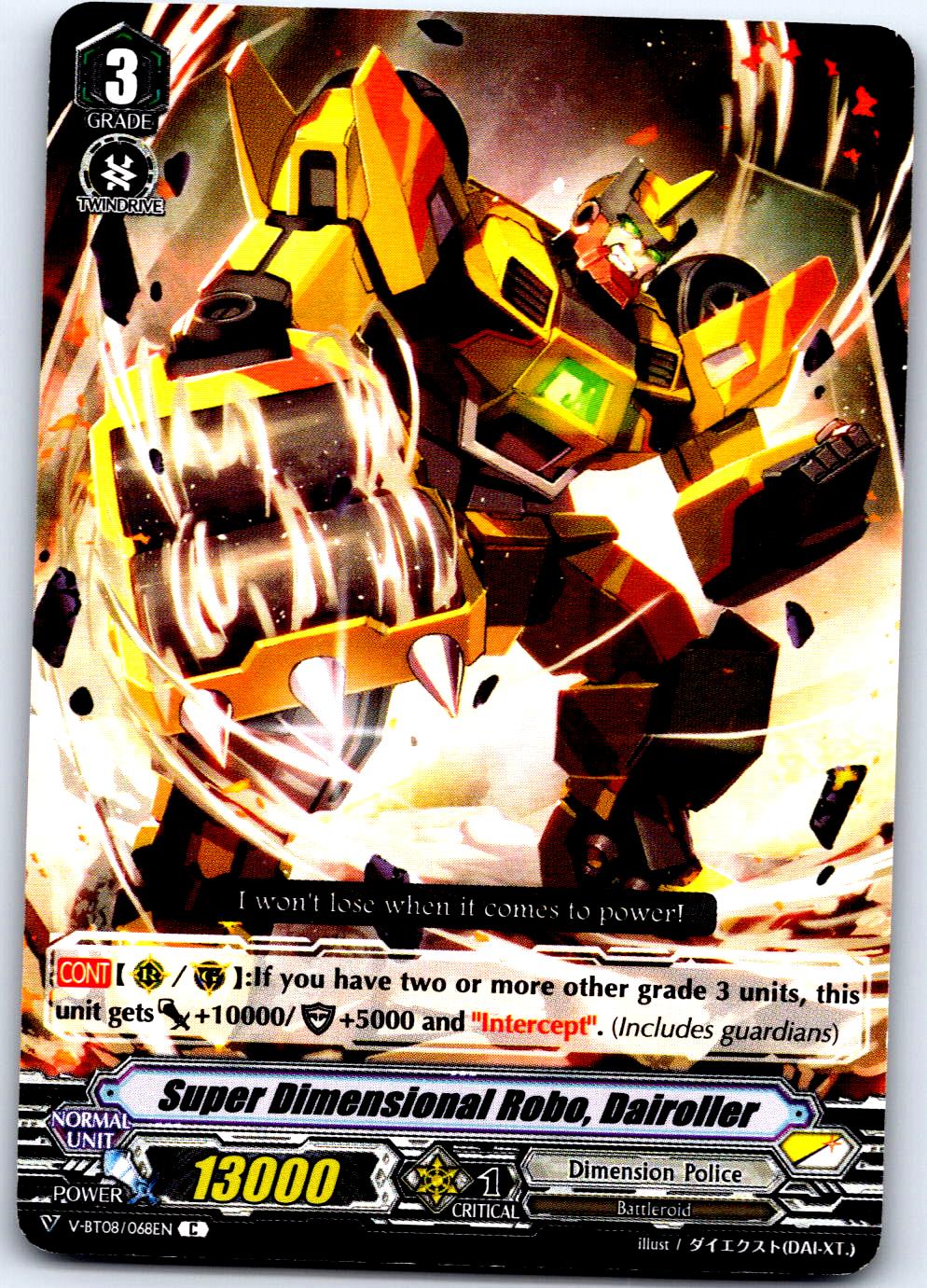 SUPER DIMENSIONAL ROBO, DAIROLLER V-BT08/068EN C C CARDFIGHT!! VANGUARD MP