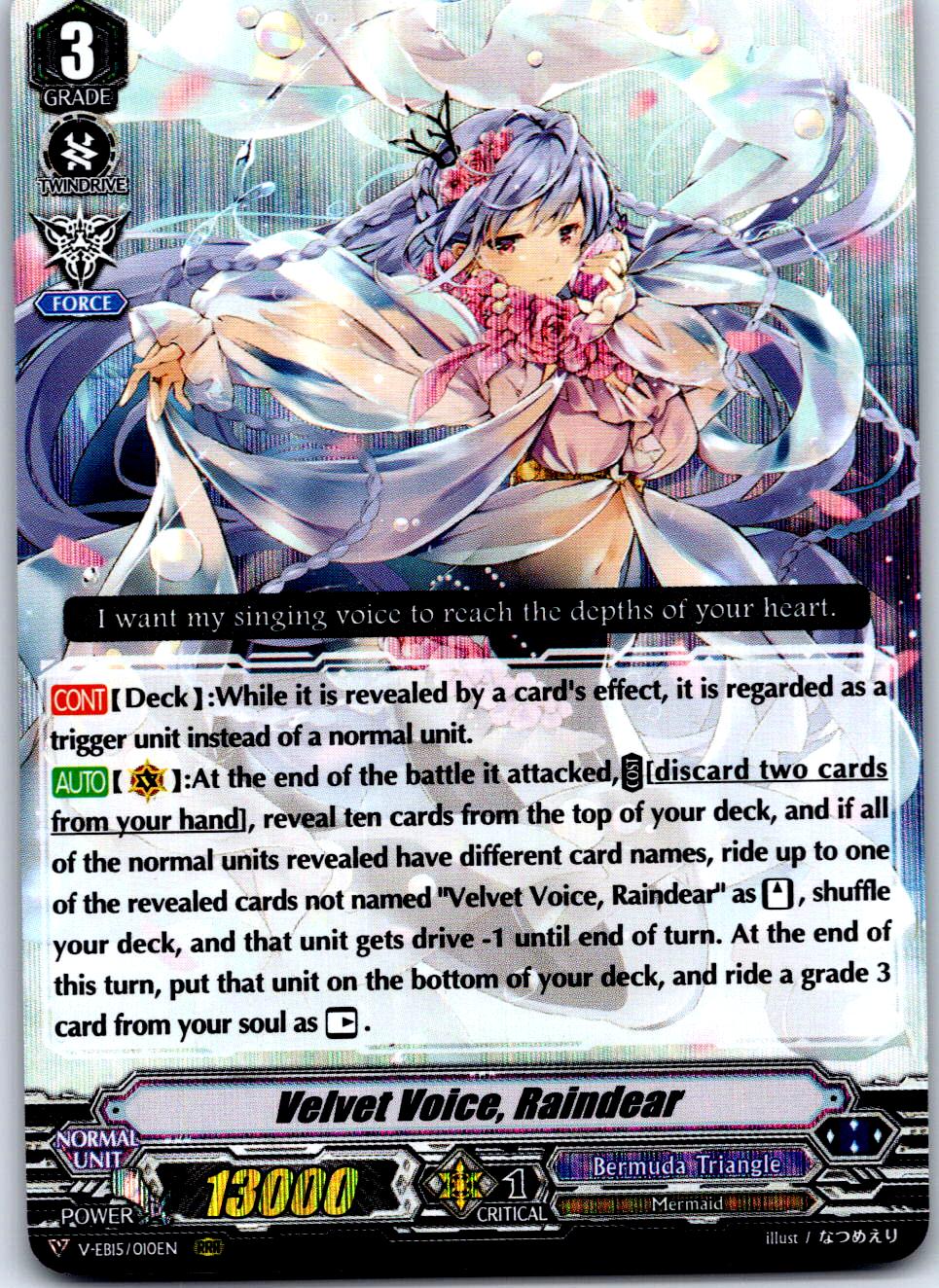 VELVET VOICE, RAINDEAR V-EB15/010EN TRIPLE RARE CARDFIGHT!! VANGUARD MP
