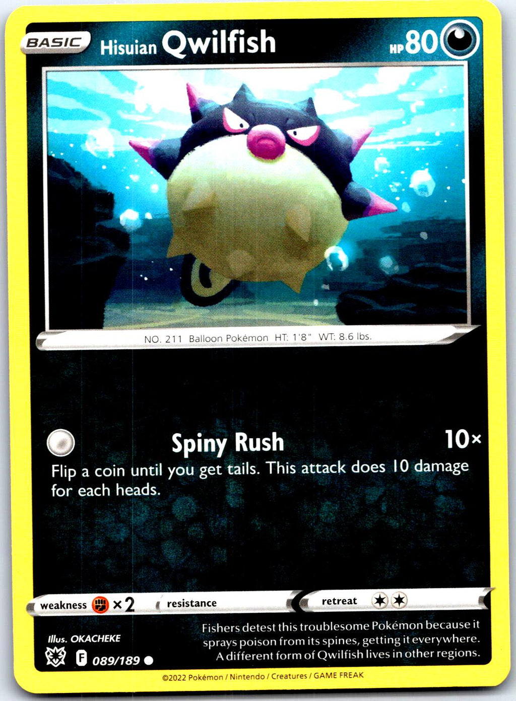 HISUIAN QWILFISH 089/189 C POKEMON MP
