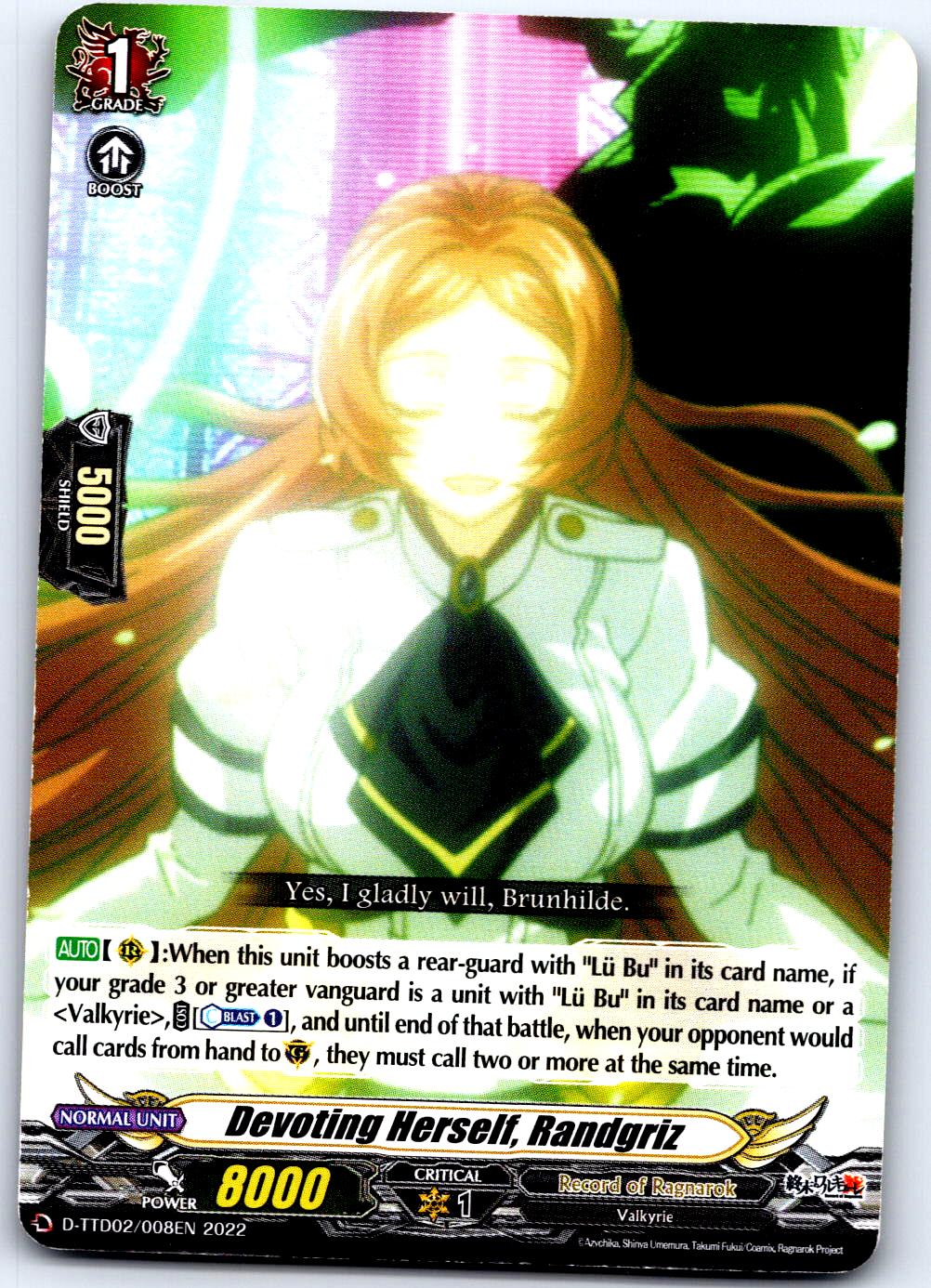 DEVOTING HERSELF, RANDGRIZ D-TTD02/008EN TRIAL DECK CARDFIGHT!! VANGUARD MP