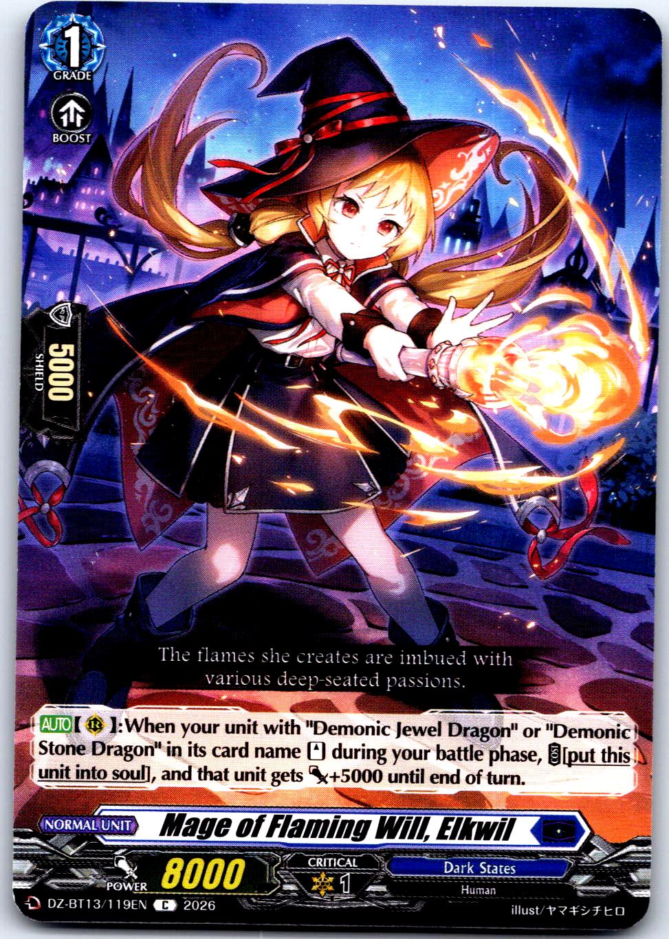 MAGE OF FLAMING WILL, ELKWIL DZ-BT13/119EN C CARDFIGHT!! VANGUARD MP