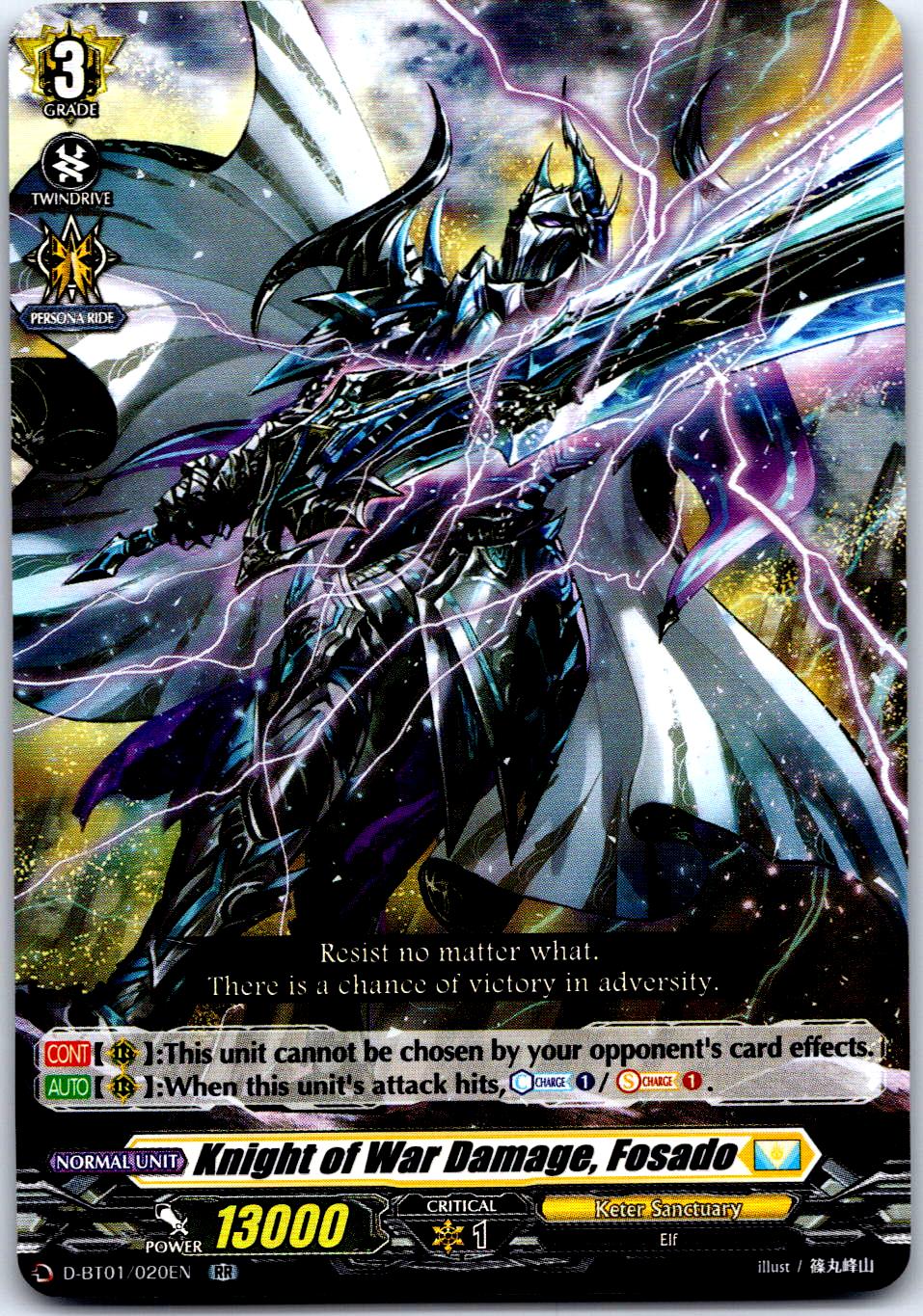 KNIGHT OF WAR DAMAGE, FOSADO D-BT01/020EN RR CARDFIGHT!! VANGUARD MP