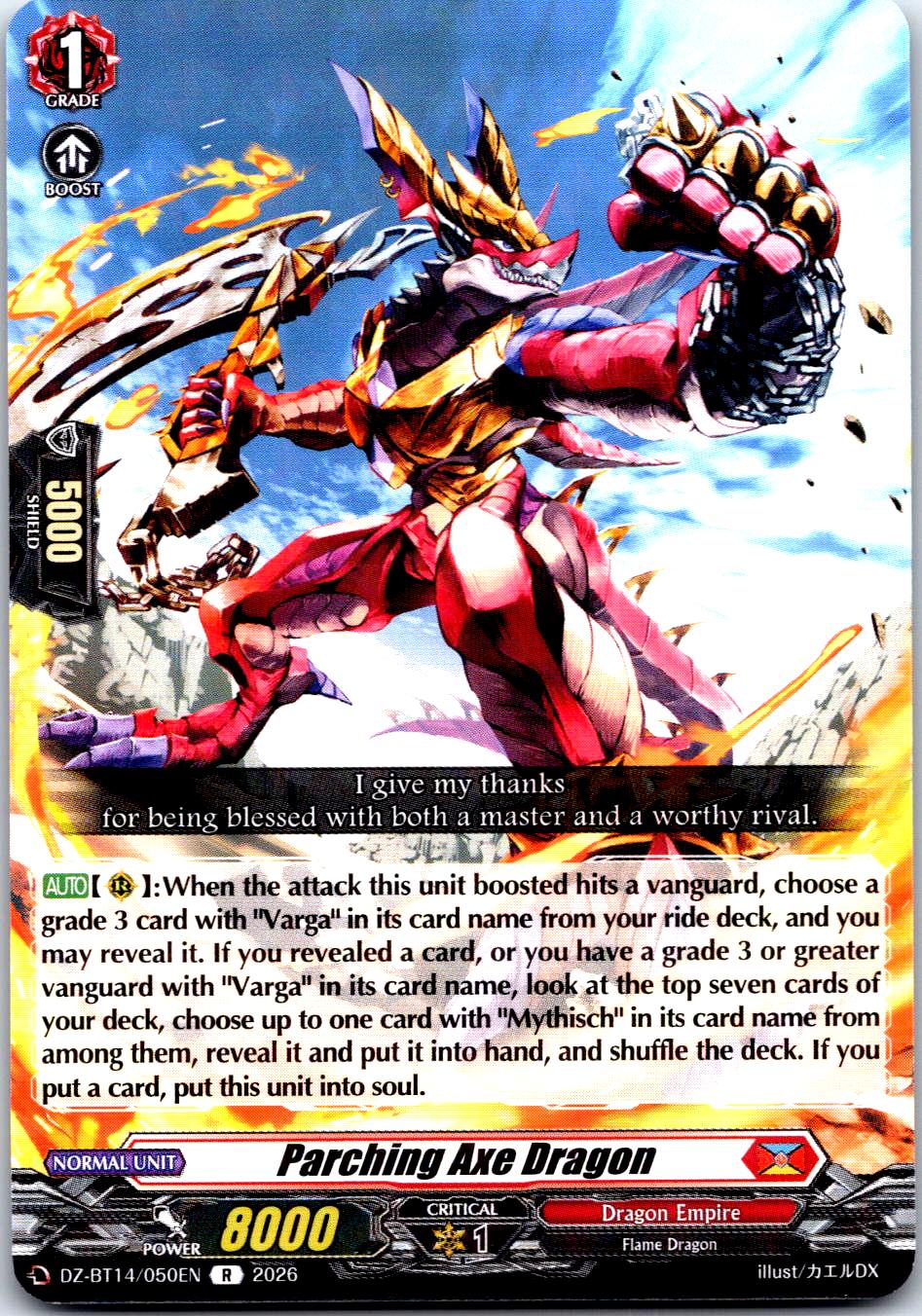 PARCHING AXE DRAGON DZ-BT14/050EN R CARDFIGHT!! VANGUARD LP