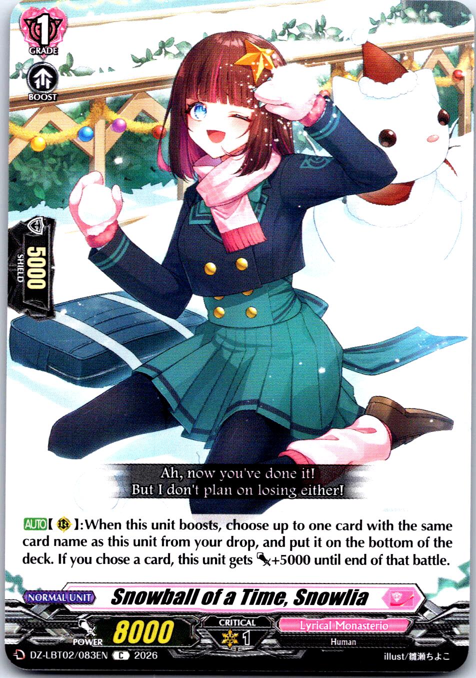 SNOWBALL OF A TIME, SNOWLIA DZ-LBT02/083EN C CARDFIGHT!! VANGUARD MP
