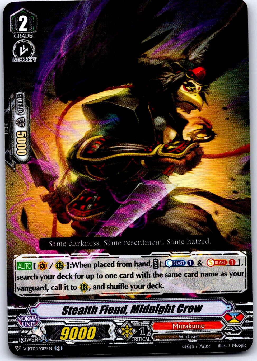 STEALTH FIEND, MIDNIGHT CROW V-BT04/017EN RR CARDFIGHT!! VANGUARD MP
