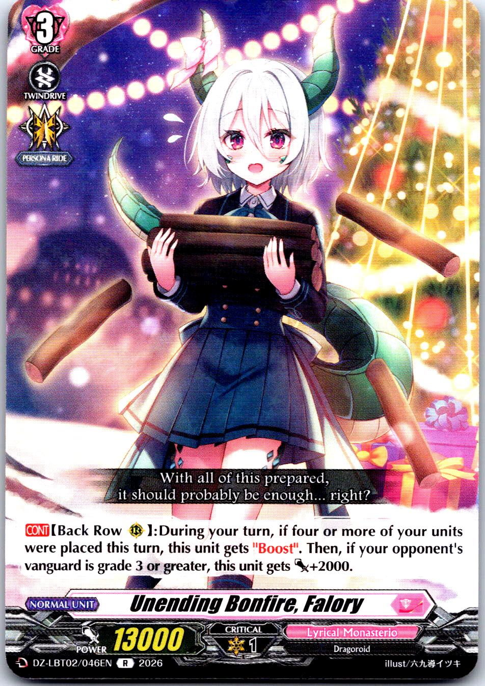 UNENDING BONFIRE, FALORY DZ-LBT02/046EN R CARDFIGHT!! VANGUARD LP