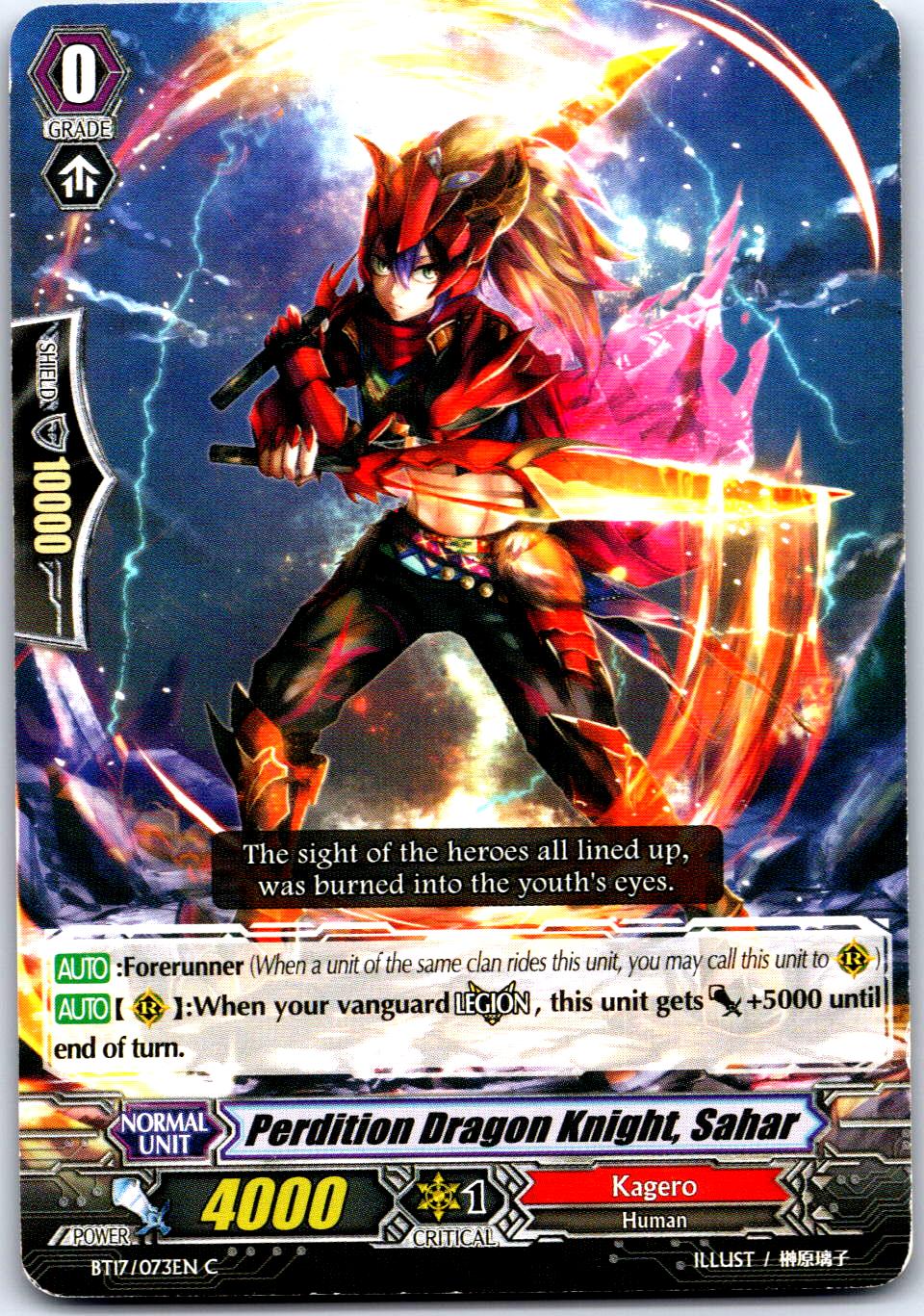 PERDITION DRAGON KNIGHT, SAHAR BT17/073EN C CARDFIGHT!! VANGUARD MP