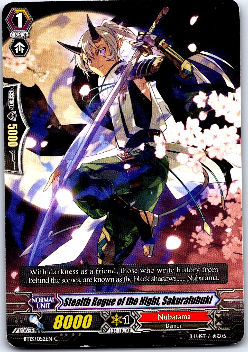 STEALTH ROGUE OF THE NIGHT, SAKURAFUBUKI BT13/052EN C CARDFIGHT!! VANGUARD HP
