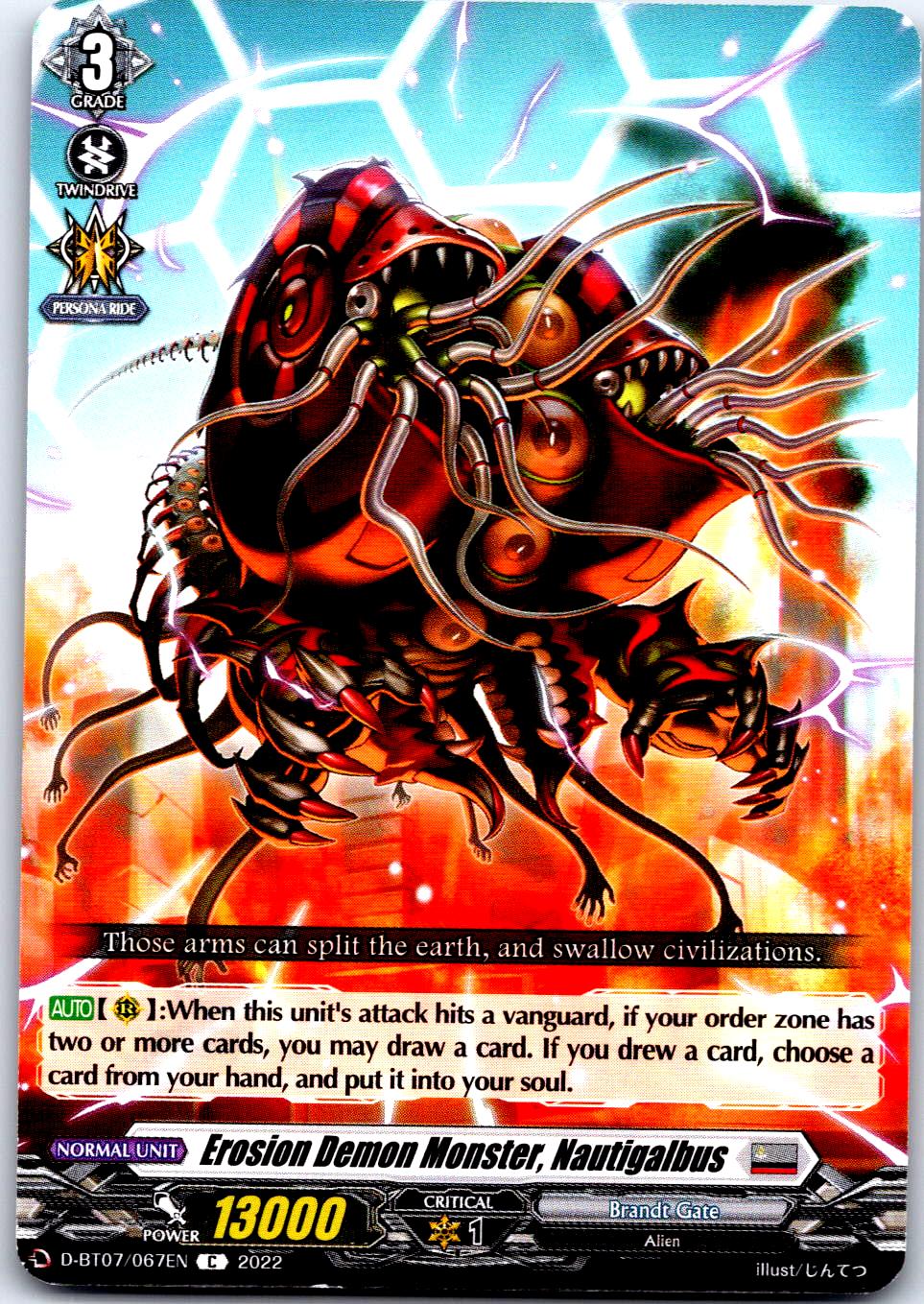 EROSION DEMON MONSTER, NAUTIGALBUS D-BT07/067EN C CARDFIGHT!! VANGUARD MP