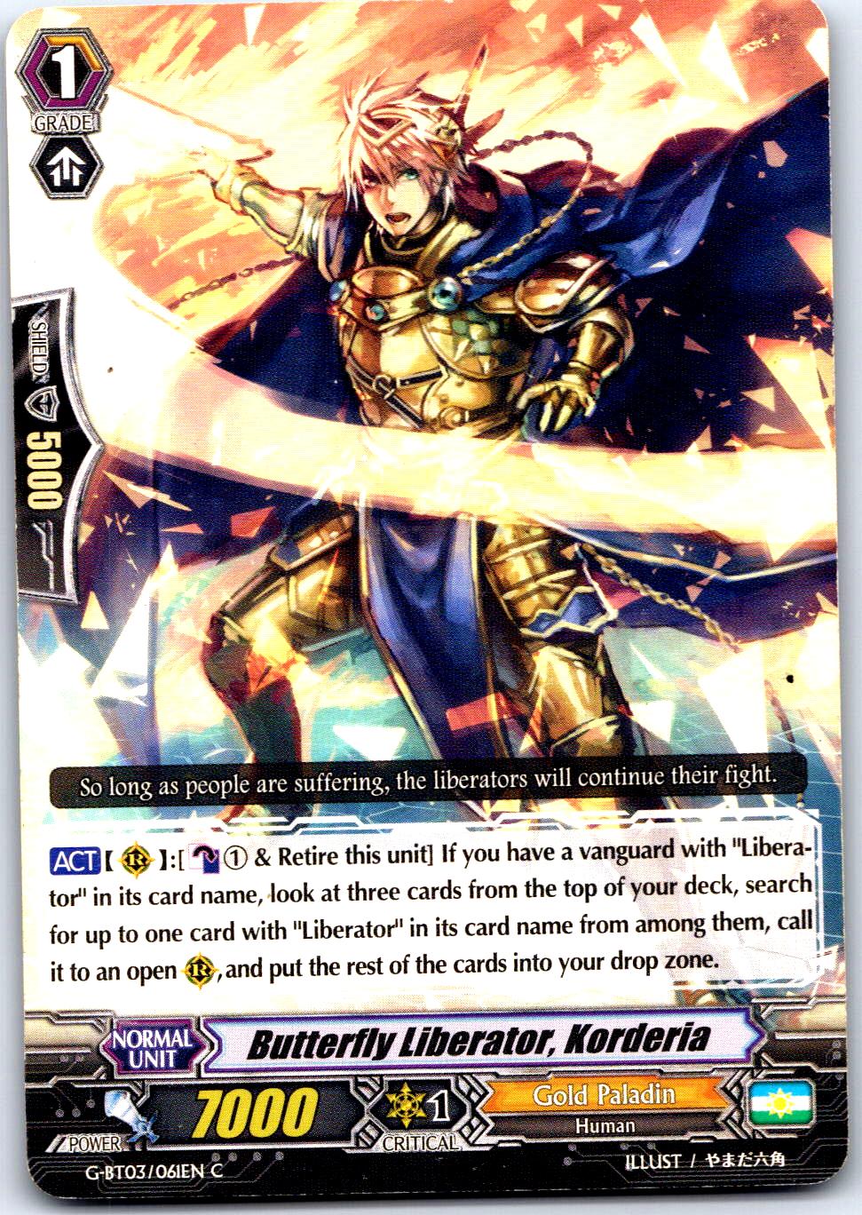 BUTTERFLY LIBERATOR, KORDERIA G-BT03/061EN C CARDFIGHT!! VANGUARD MP