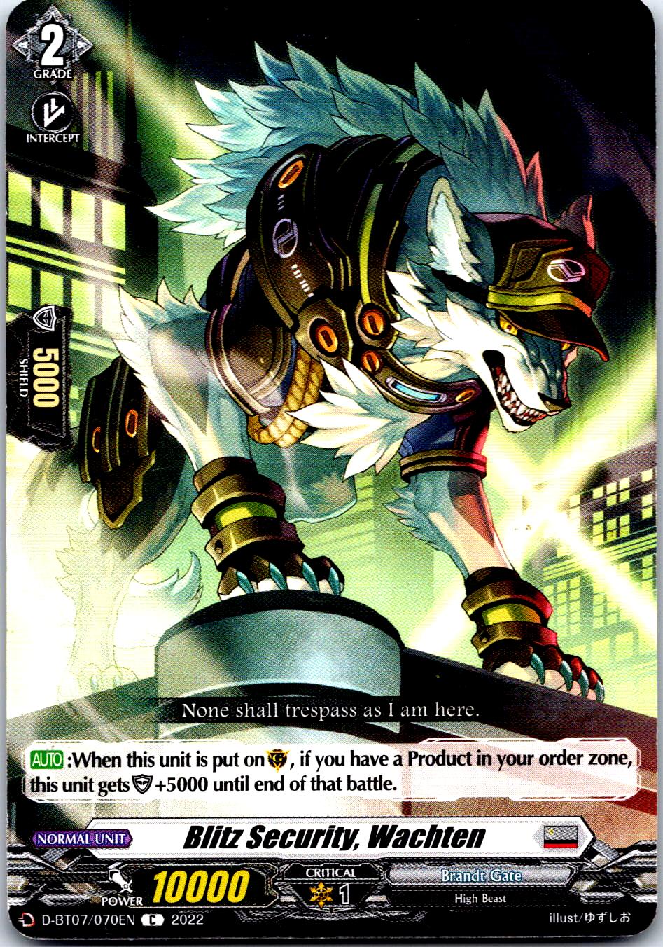 BLITZ SECURITY, WACHTEN D-BT07/070EN C CARDFIGHT!! VANGUARD MP
