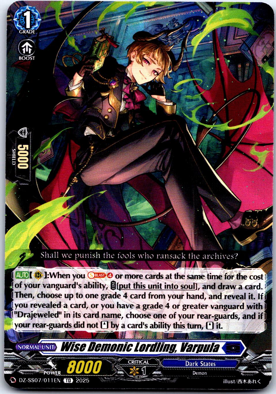 WISE DEMONIC LORDLING, VARPULA DZ-SS07/011EN TRIAL DECK CARDFIGHT!! VANGUARD LP