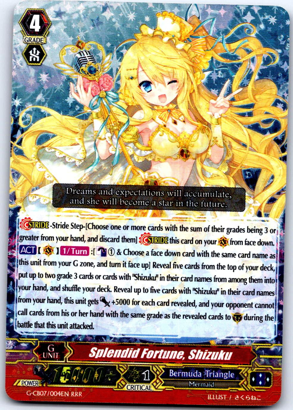 SPLENDID FORTUNE, SHIZUKU G-CB07/004EN TRIPLE RARE CARDFIGHT!! VANGUARD MP
