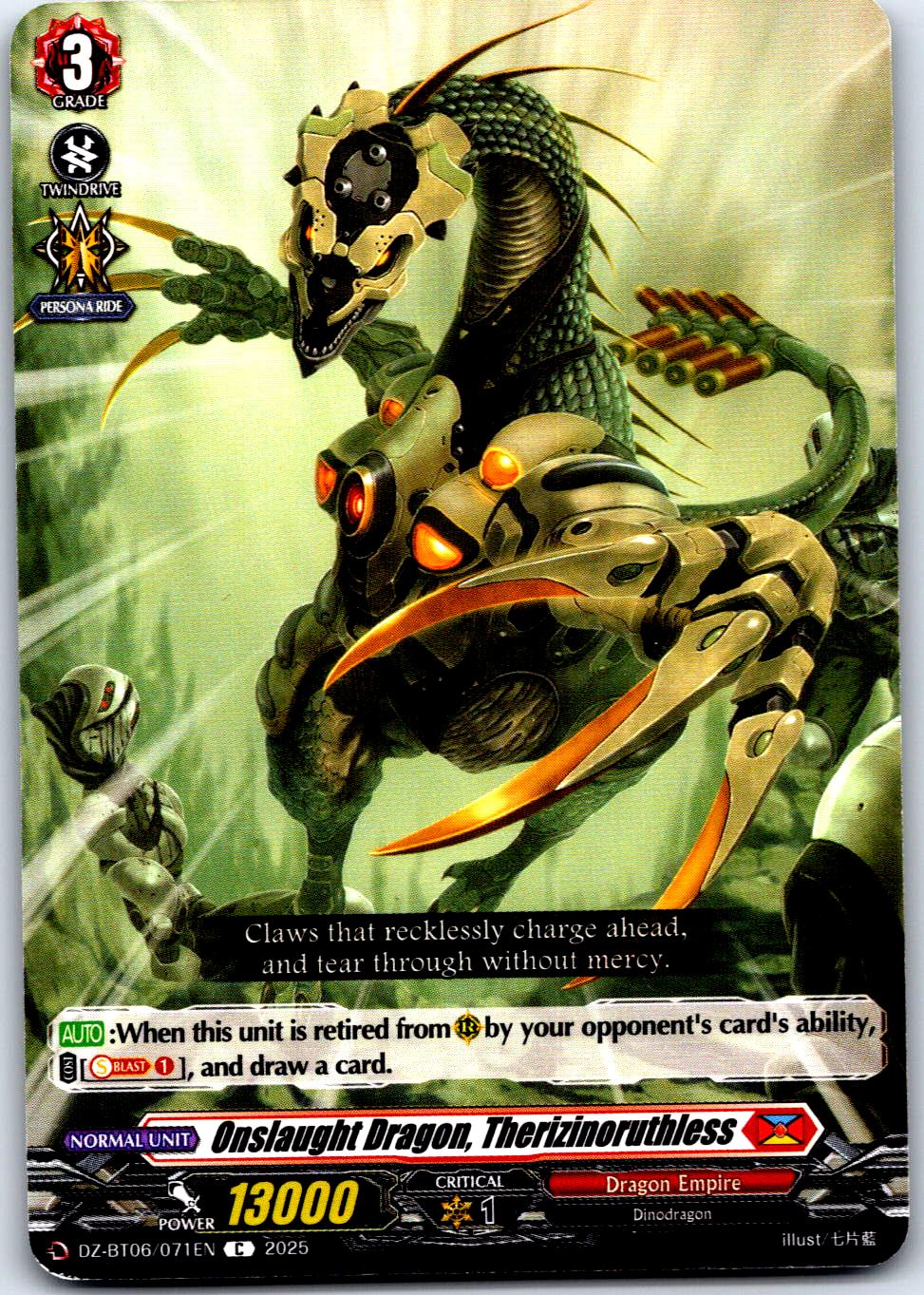 ONSLAUGHT DRAGON, THERIZINORUTHLESS DZ-BT06/071EN C CARDFIGHT!! VANGUARD MP