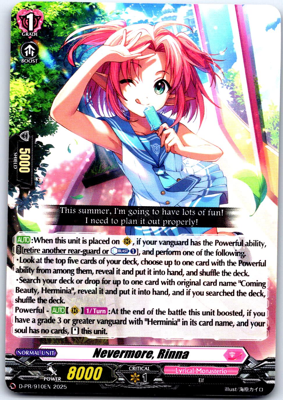 NEVERMORE, RINNA D-PR/910EN P CARDFIGHT!! VANGUARD LP