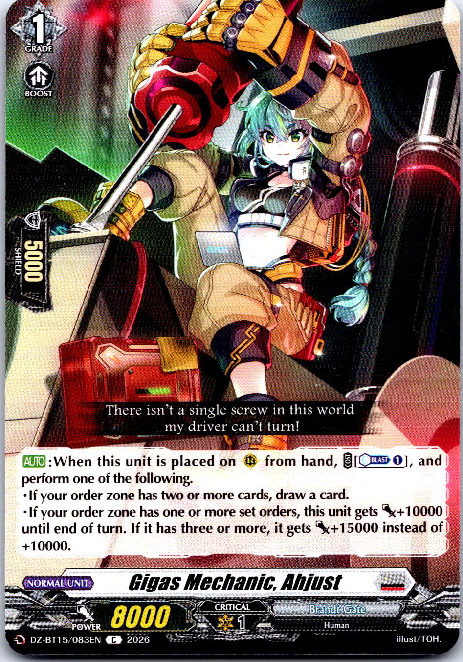 Gigas Mechanic, Ahjust DZ-BT15/083EN C  CARDFIGHT!! VANGUARD NM
