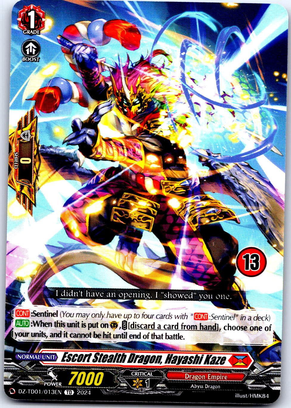 ESCORT STEALTH DRAGON, HAYASHI KAZE (13) DZ-TD01/013EN CARDFIGHT!! VANGUARD MP