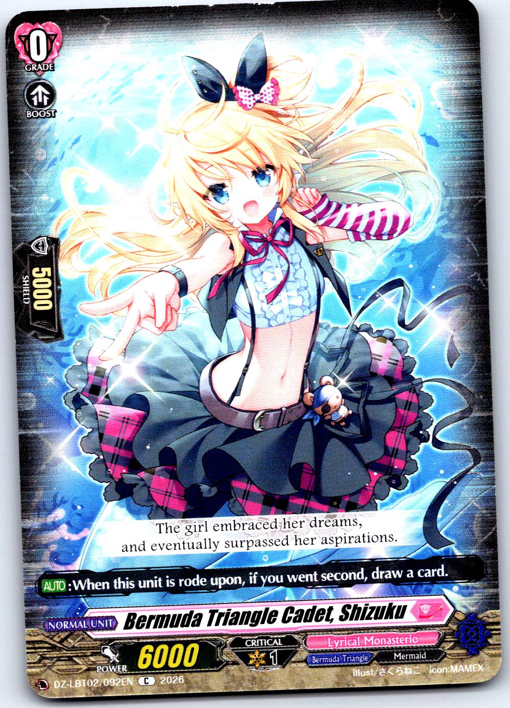 BERMUDA TRIANGLE CADET, SHIZUKU DZ-LBT02/092EN C CARDFIGHT!! VANGUARD MP