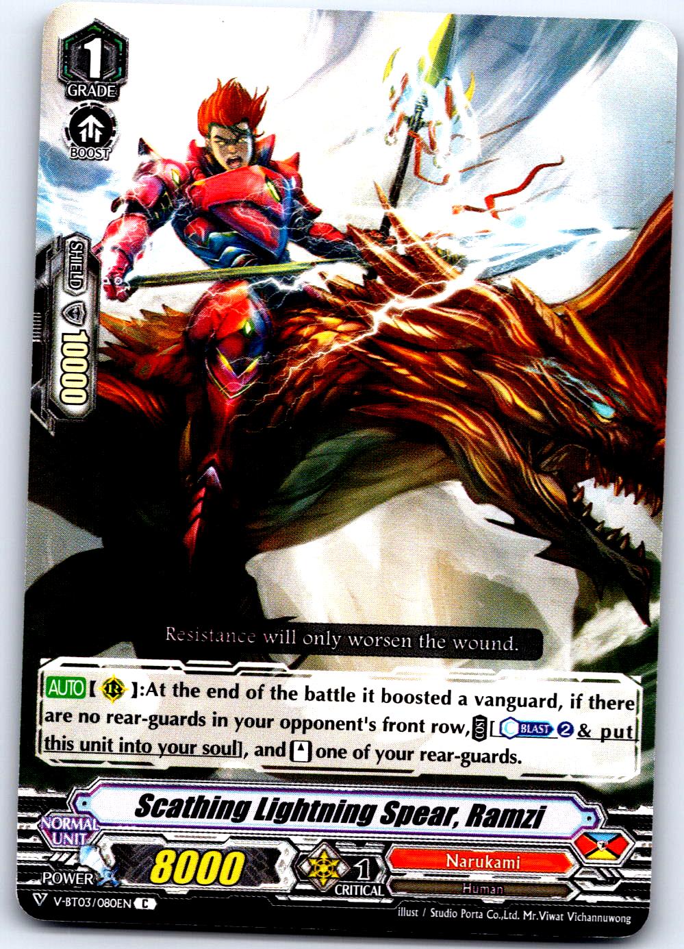 SCATHING LIGHTNING SPEAR, RAMZI V-BT03/080EN C CARDFIGHT!! VANGUARD MP