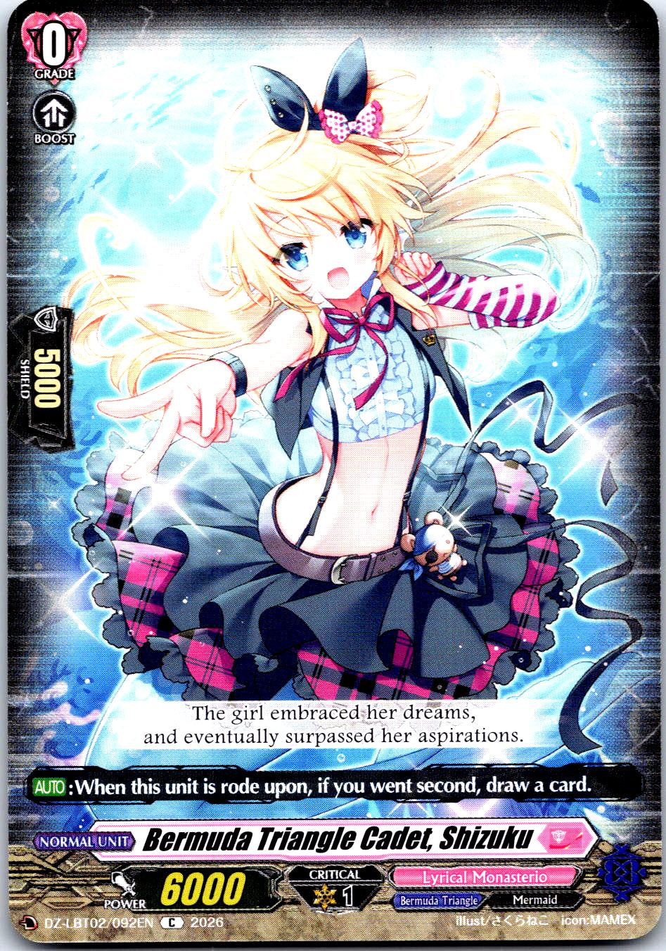 BERMUDA TRIANGLE CADET, SHIZUKU DZ-LBT02/092EN C CARDFIGHT!! VANGUARD MP