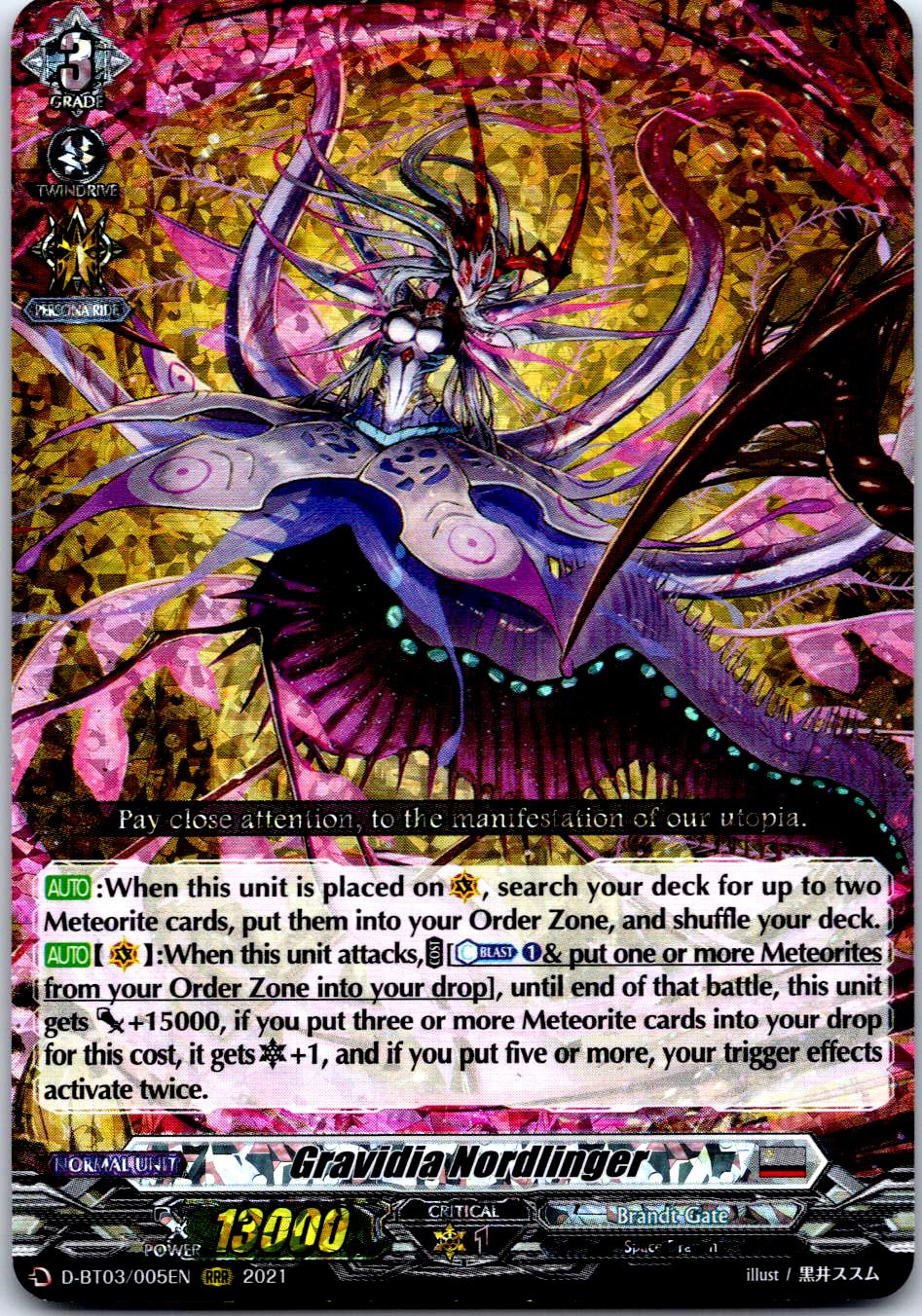 GRAVIDIA NORDLINGER D-BT03/005EN TRIPLE RARE CARDFIGHT!! VANGUARD LP
