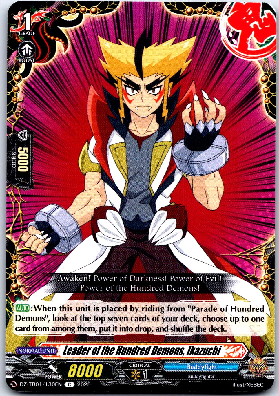LEADER OF THE HUNDRED DEMONS, IKAZUCHI DZ-TB01/130EN C CARDFIGHT!! VANGUARD LP