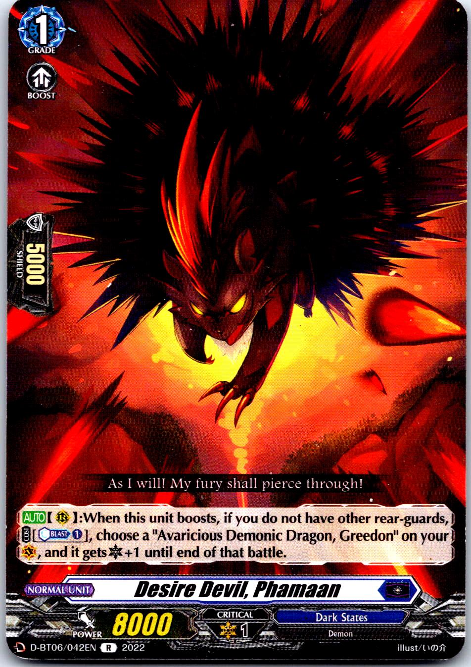 DESIRE DEVIL, PHAMAAN D-BT06/042EN R CARDFIGHT!! VANGUARD MP
