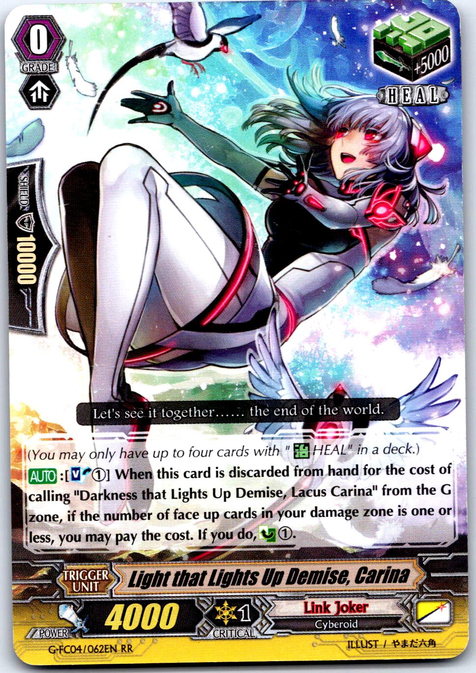 LIGHT THAT LIGHTS UP DEMISE, CARINA G-FC04/062EN RR CARDFIGHT!! VANGUARD HP