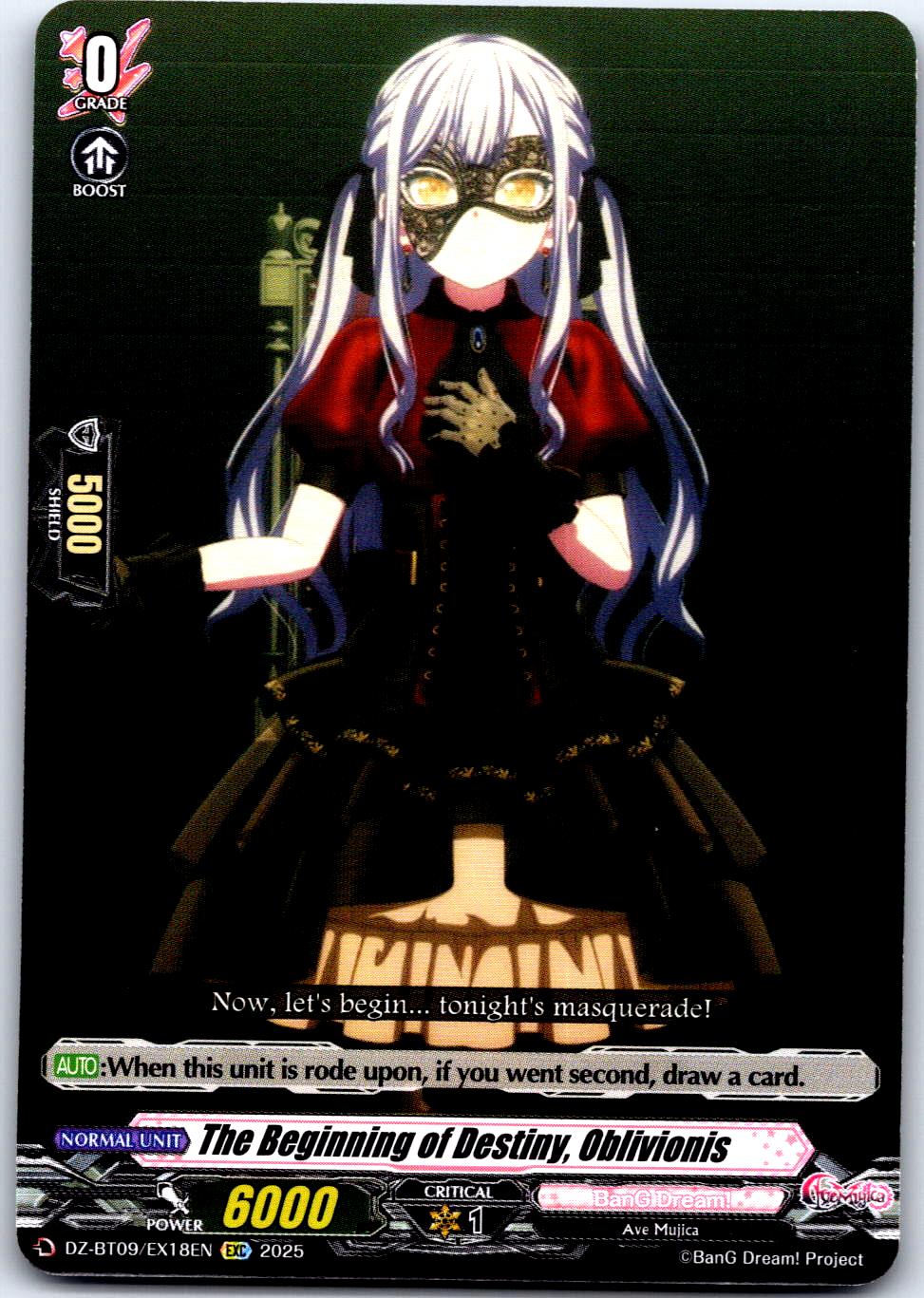 THE BEGINNING OF DESTINY, OBLIVIONIS (EXC) DZ-BT09/EX18EN CARDFIGHT! VANGUARD LP